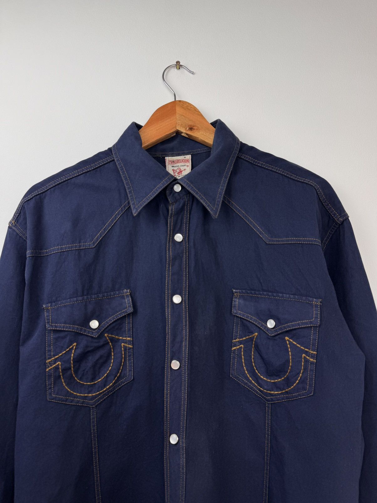 True Religion True Religion Men Denim Shirt Dark Blue Snap Button Size L Size US L / EU 52-54 / 3 - 2 Thumbnail