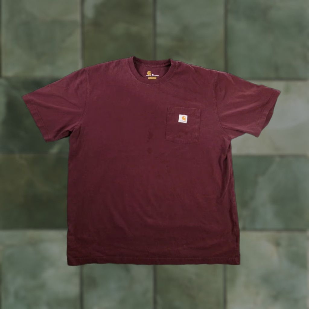Carhartt Carhartt T-Shirt Men XL Heavyweight Workwear Short Sleeve Crew Neck Maroon Outdoor Camping Hiking Size US XL / EU 56 / 4 - 1 Thumbnail