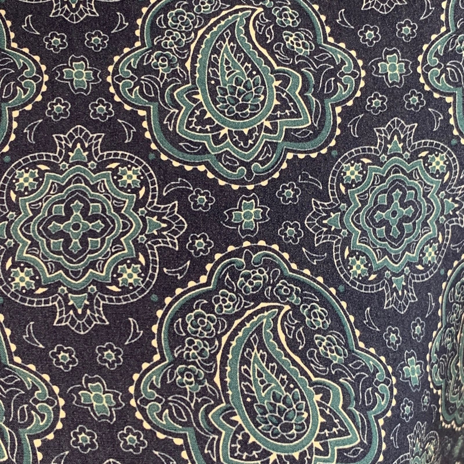 Ted Baker Bcrumbs Navy Green Paisley Cotton Spread Collar Short Sleeve Size US S / EU 44-46 / 1 - 2 Thumbnail