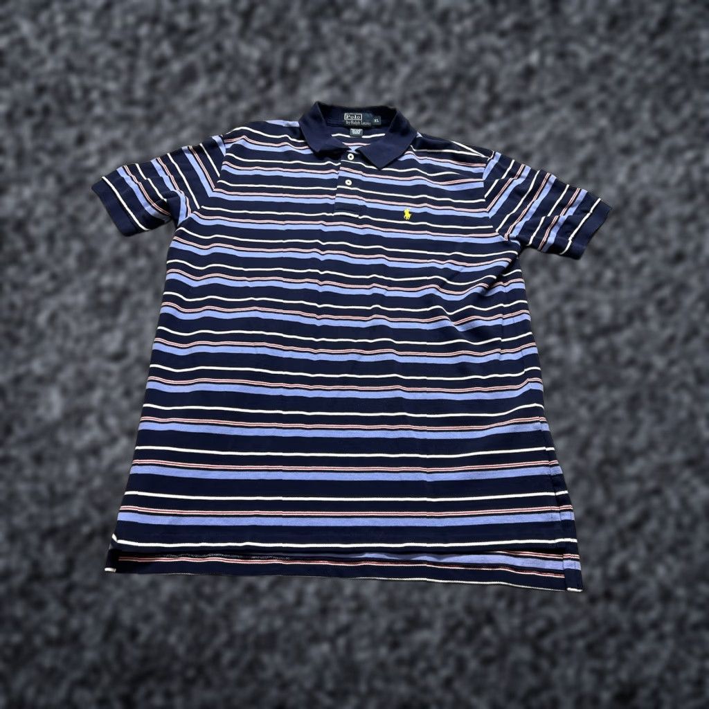 Ralph Lauren VINTAGE Polo Golf Ralph Lauren Mens Extra Large Shirt Striped Blue Gold Pony Cotton Size US XL / EU 56 / 4 - 1 Thumbnail
