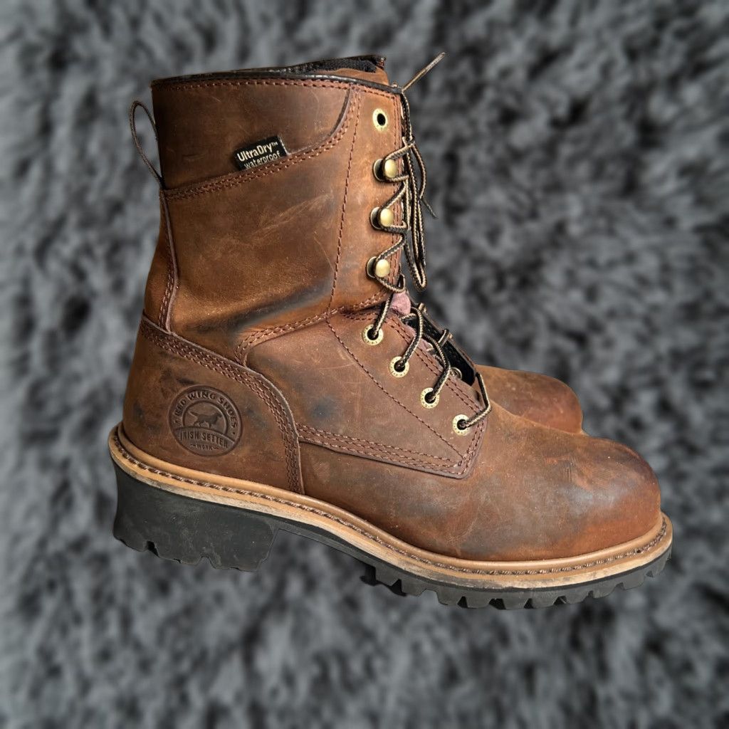 Vintage Irish Setter Work Boot Mens Size 9 Brown Leather Waterproof Safety Toe Insulated Logger Boot EH 9 Mens Boots Size US 9 / EU 42 - 1 Thumbnail