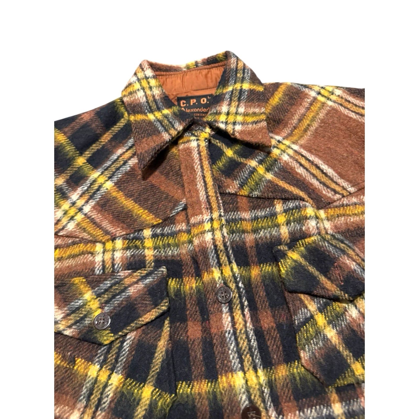 Vintage VGT 70s Alexander's CPO Shirt Jacket Mens L Plaid Wool Linen Blend Anchor Button Shirt Jacket Size US L / EU 52-54 / 3 - 7 Thumbnail