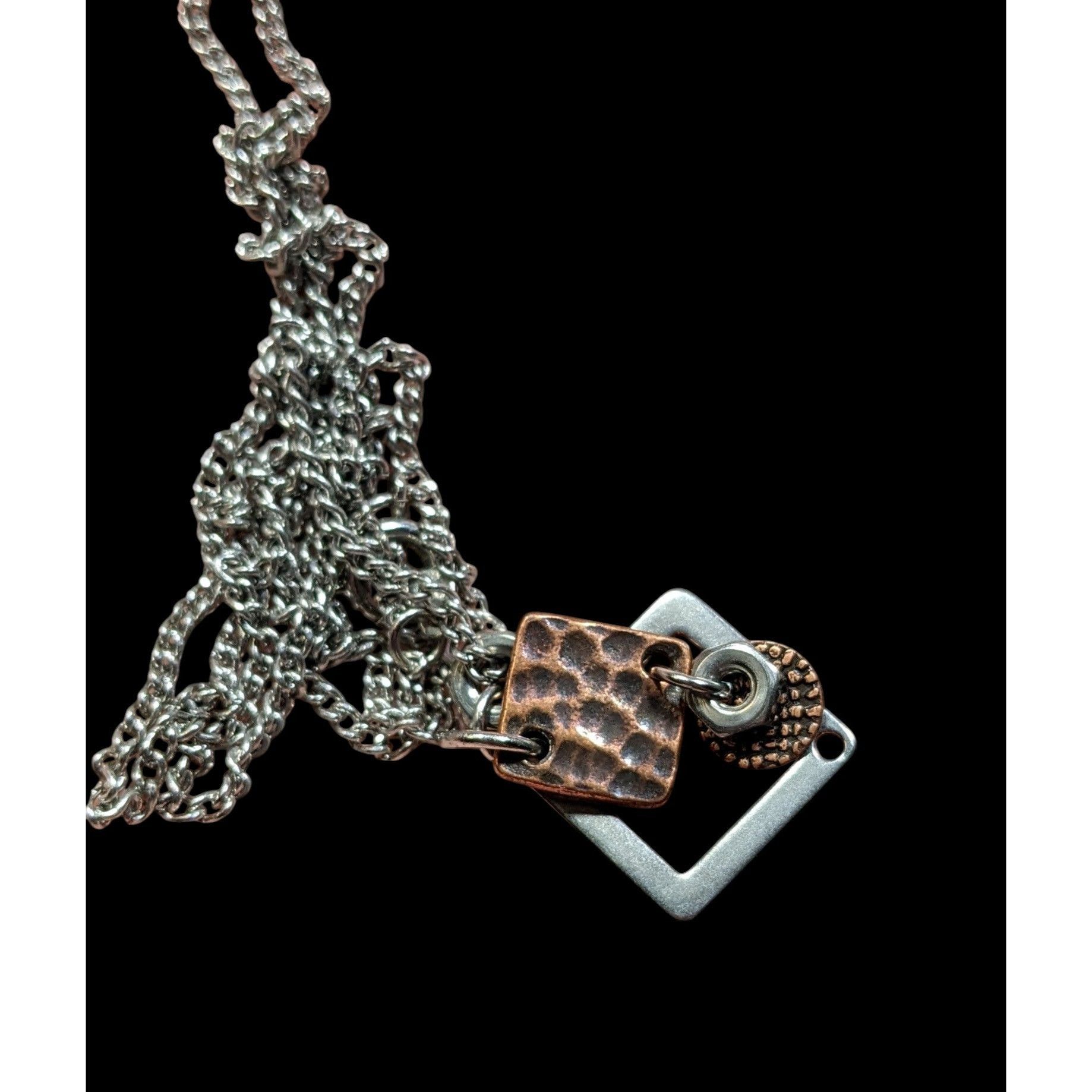 Other Dainty Copper & Silver Tone Geometric Pendant Necklace Size ONE SIZE - 3 Thumbnail
