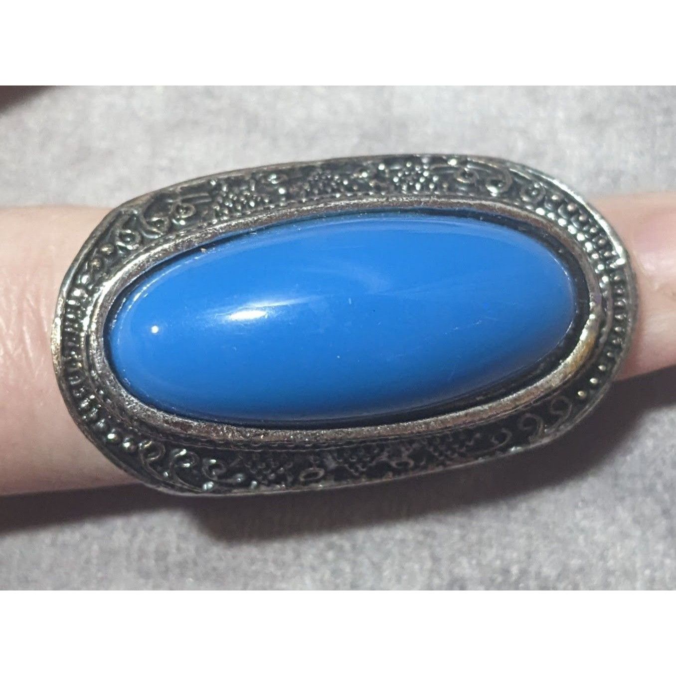 Other Bohemian Large Blue Stone Silver Tone Adjustable Ring Size 6 Size ONE SIZE - 6 Thumbnail
