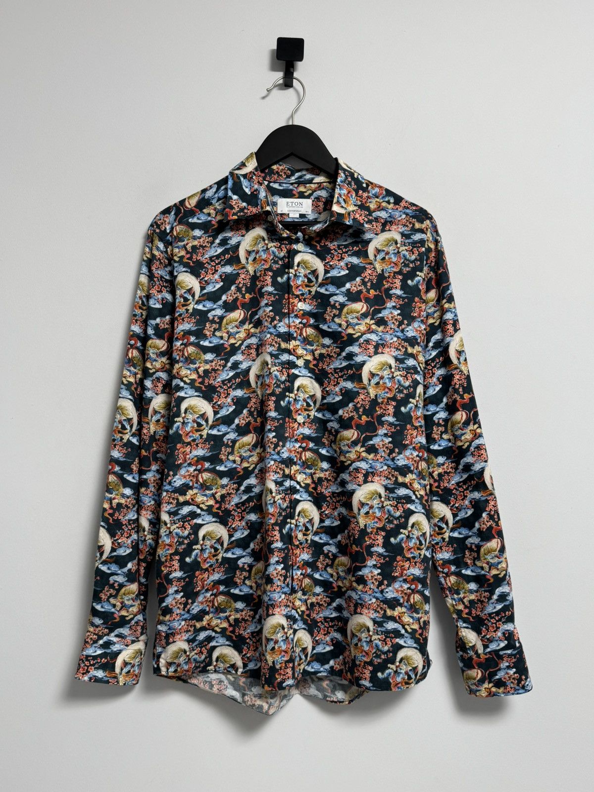 Eton Eton Mens AOP Gin Japanese Style Signature Twill Button Size US L / EU 52-54 / 3 - 1 Thumbnail