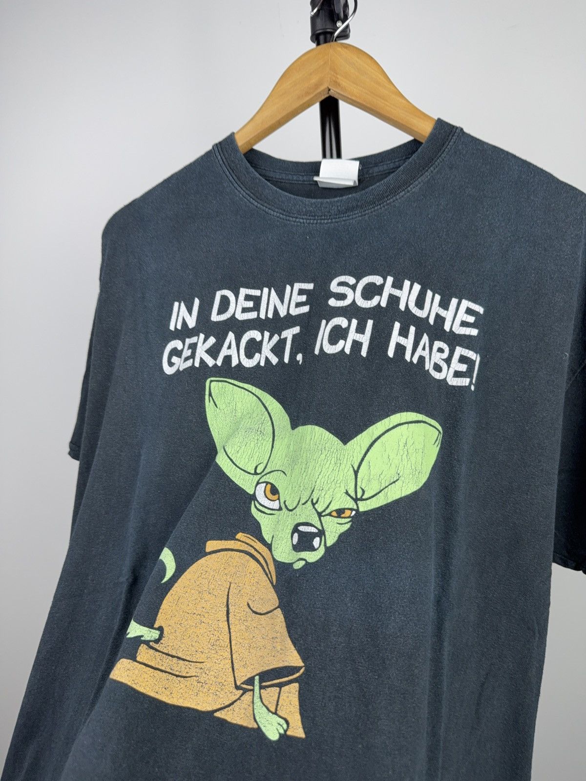 Vintage 00s Funny Baby Yoda German Meme Graphic Tee Star Wars Style Size US XL / EU 56 / 4 - 6 Thumbnail