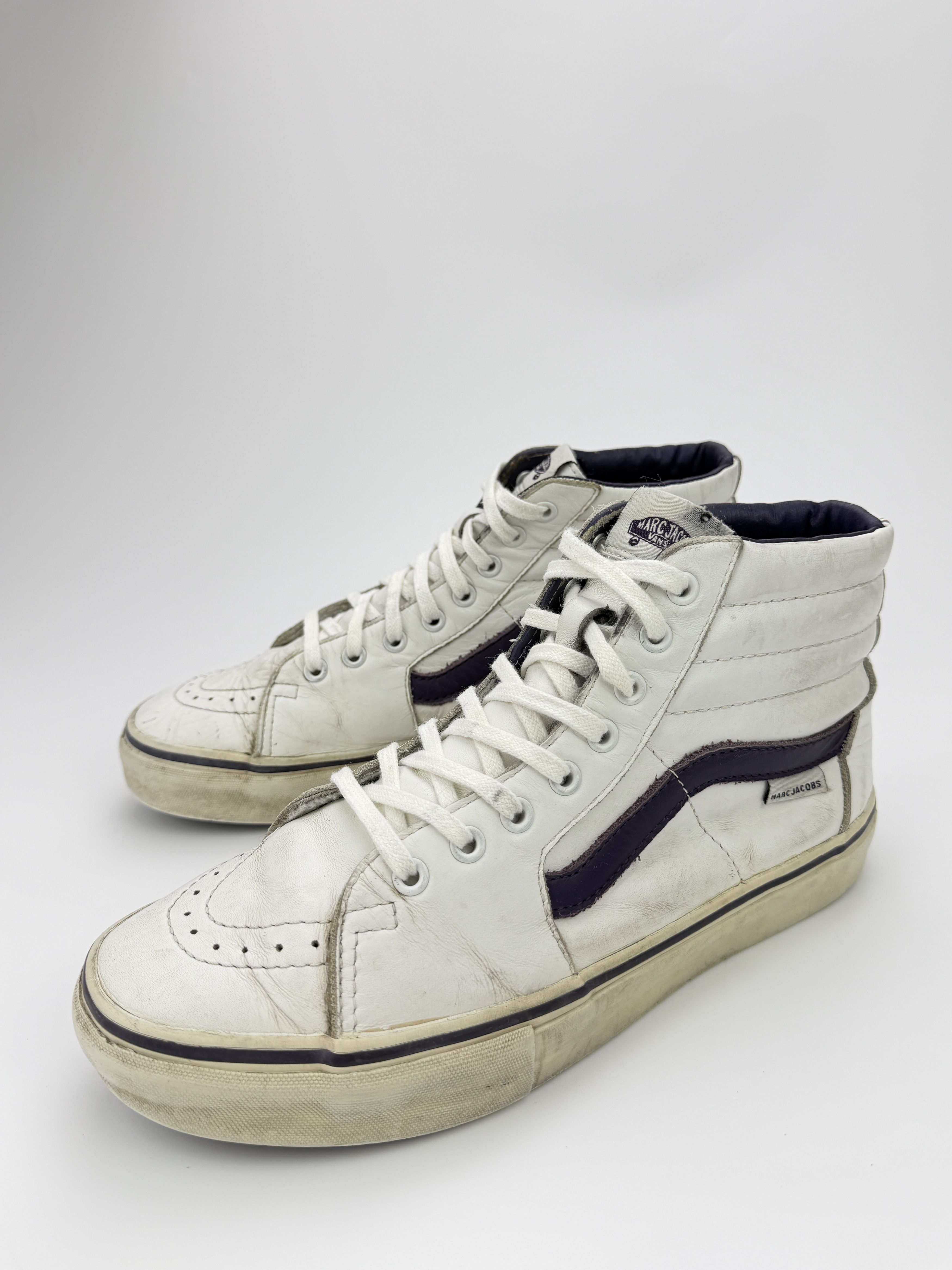 Marc Jacobs × Vans Vans Marc Jacobs White Leather Mid Sneakers Shoes Size US 9 / EU 42 - 2 Thumbnail