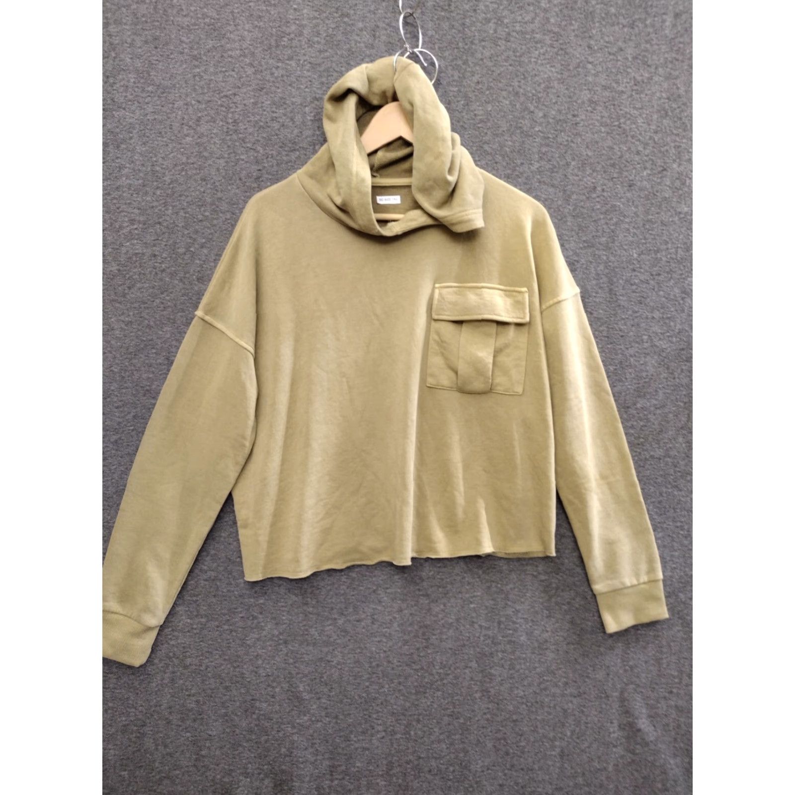 Vintage VINTAGE Sweatshirt Hoodie Women's XL Beige Knit Cropped Long Sleeve w/ Pocket Size XL / US 12-14 / IT 48-50 - 2 Thumbnail