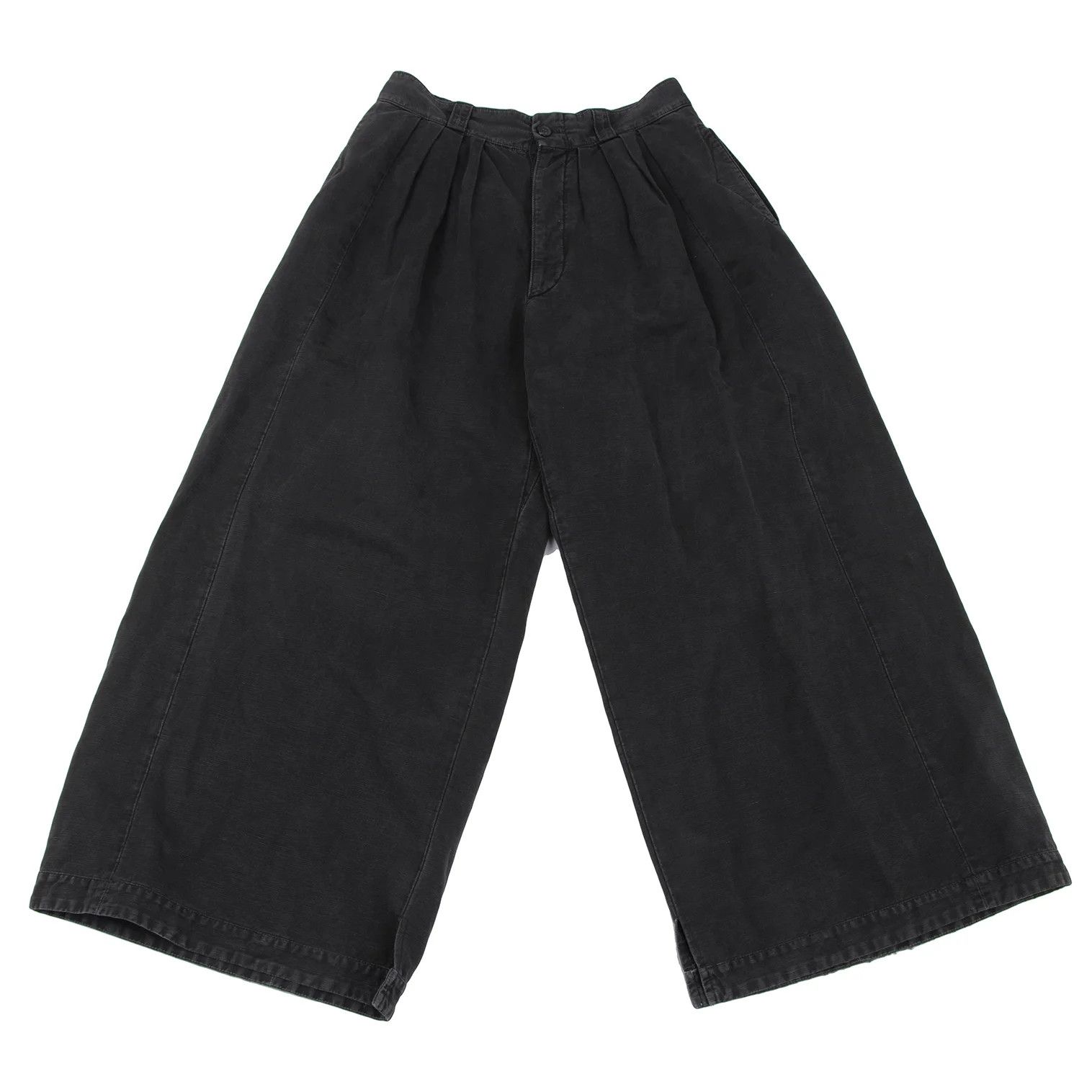 Maison Margiela Washed Cotton Linen Tuck Wide Pants Charcoal 38 Size US 38 / EU 54 - 1 Thumbnail