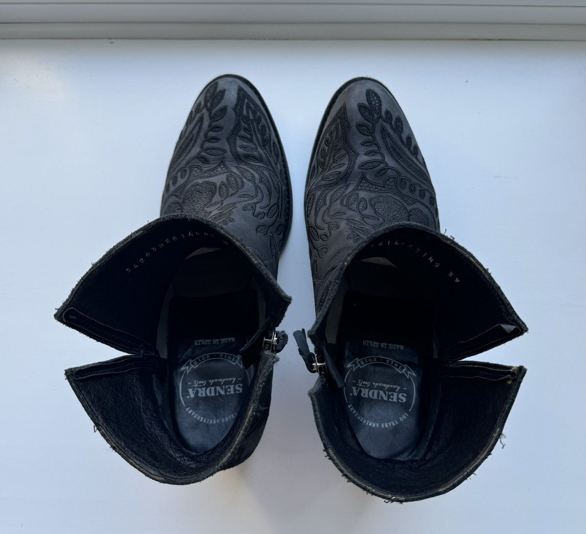 Sendra × Vintage Sendra 39 Wmns black leather cowboy boots hi top Size US 9 / IT 39 - 15 Thumbnail