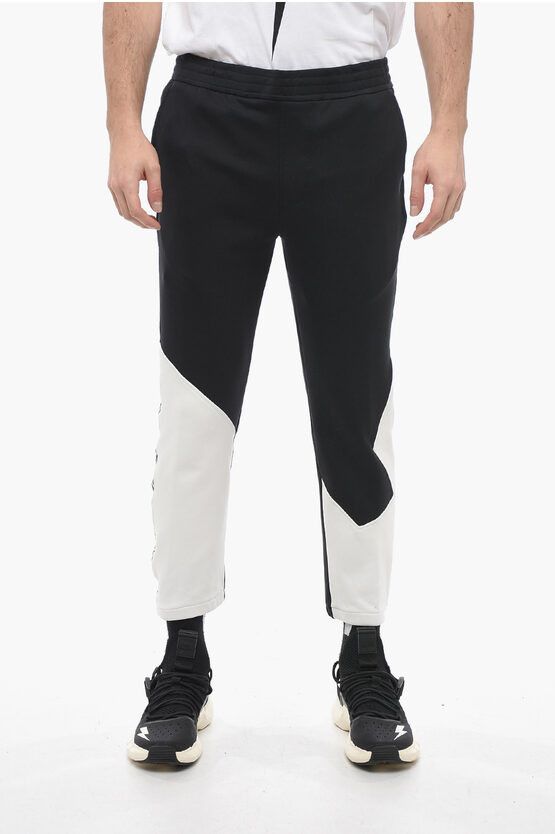 image of Neil Barrett Skinny Fit Modernist Sweatpants With Contrasting Details in Black, Men's (Size 31)