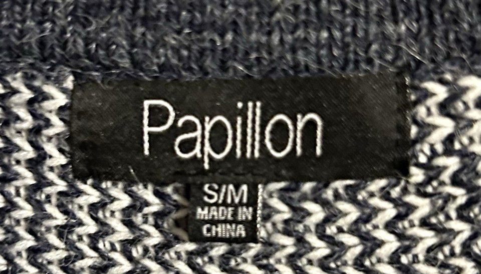 Other Papillon Blue Chevron Acrylic Boho Fringe Sleeve Poncho Size M / US 6-8 / IT 42-44 - 5 Thumbnail