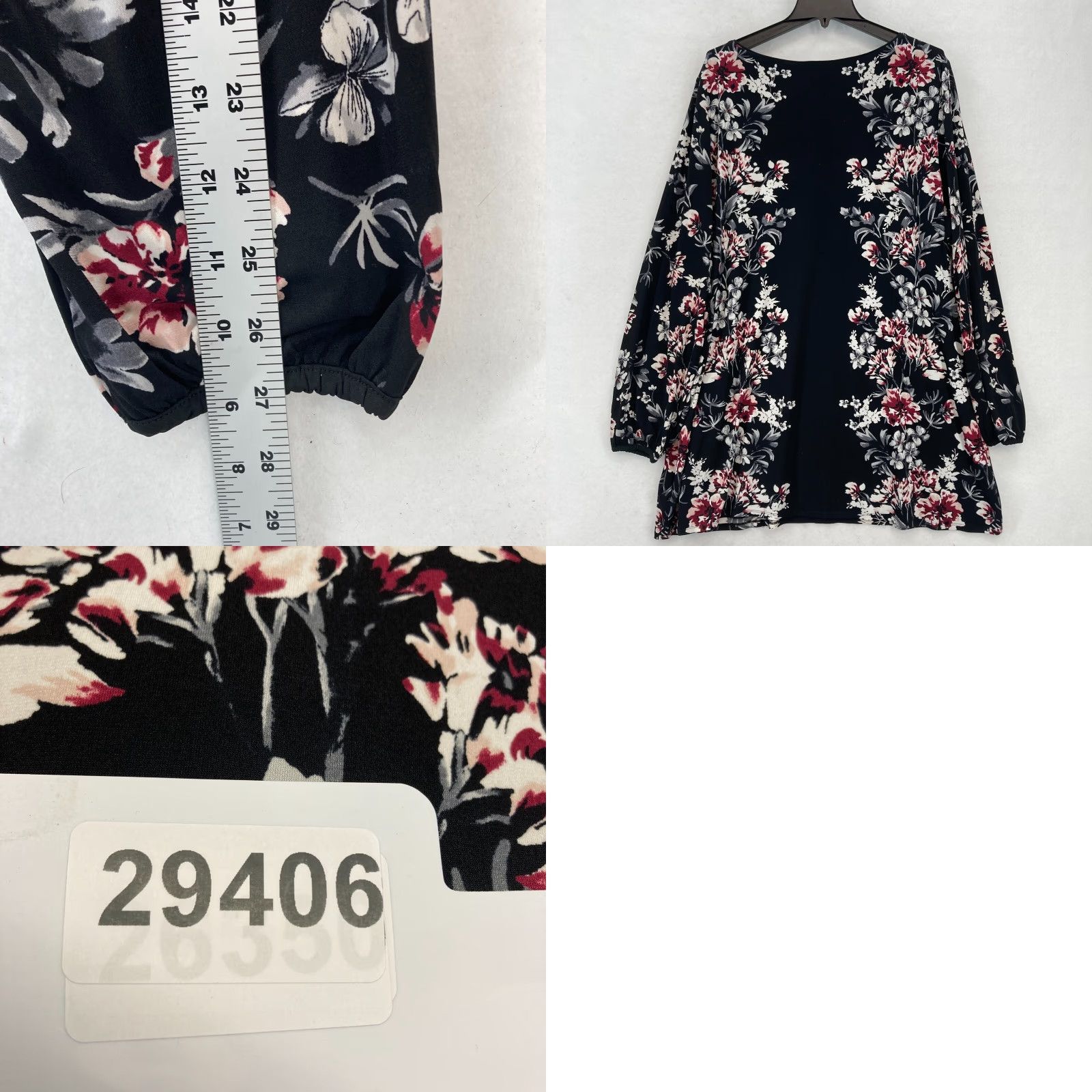 White House Black Market White House Black Market 3X Floral Print Long Sleeve Tunic Top Black 3X Women Blouse Feminine Size XXL / US 16-18 / IT 52-54 - 9 Thumbnail