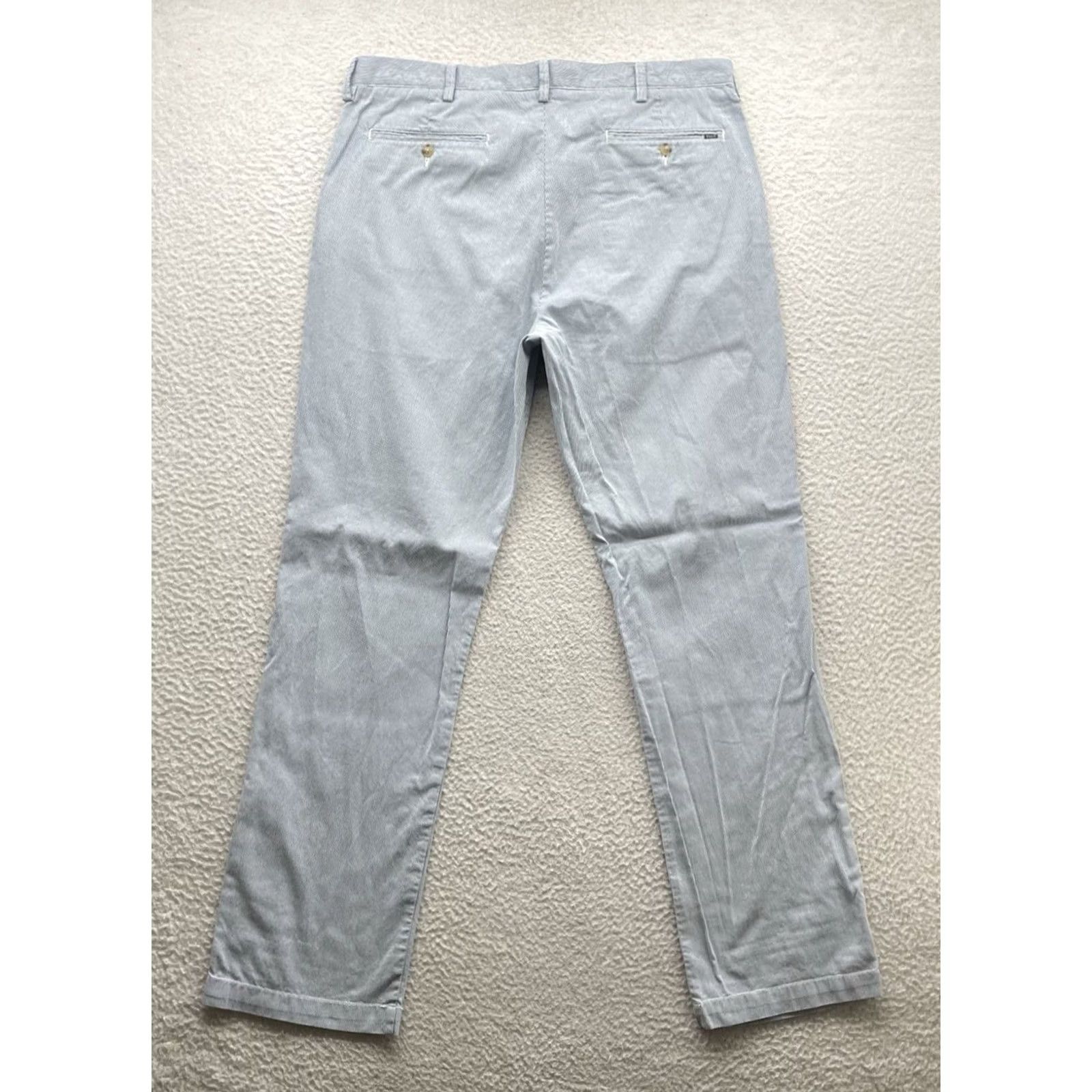 Polo Ralph Lauren Polo Ralph Lauren Mens Pants 37x33 Blue White Striped Chino Textured Size US M / EU 48-50 / 2 - 6 Thumbnail