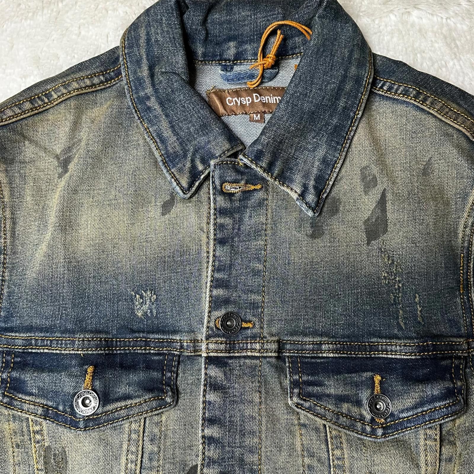 Crysp Denim NWT Crysp Denim Distressed Stretch Denim Jacket Mens M Size US M / EU 48-50 / 2 - 3 Thumbnail