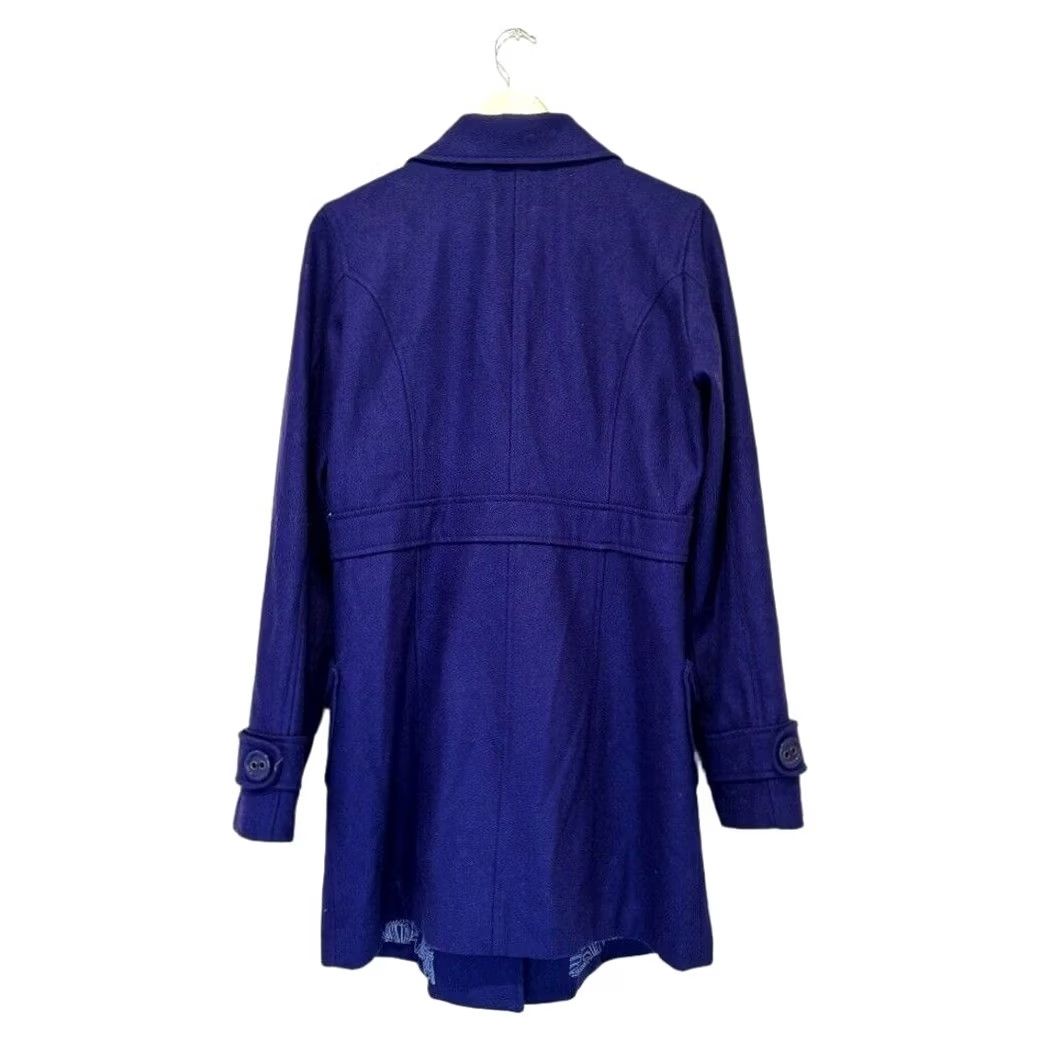 Vintage Tulle Jacket Pea Coat Wool Blend Blue Womens M Button Front Pockets Solid Mid-Length Vintage Style Size M / US 6-8 / IT 42-44 - 4 Thumbnail