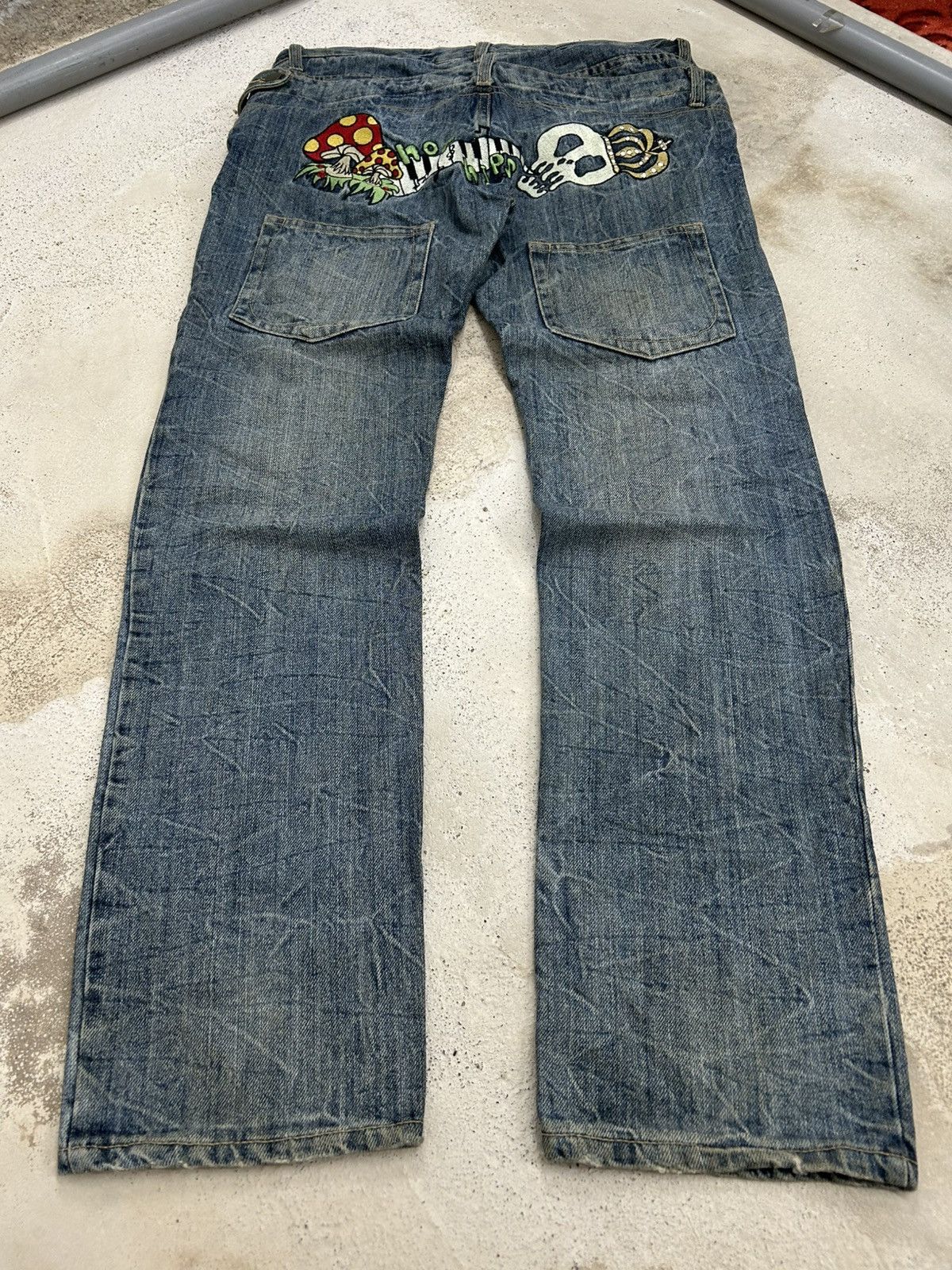 GOSTAR DE FUGA Vintage Funky Fruit Double Waist Distressed Embroidery Size US 32 / EU 48 - 2 Thumbnail