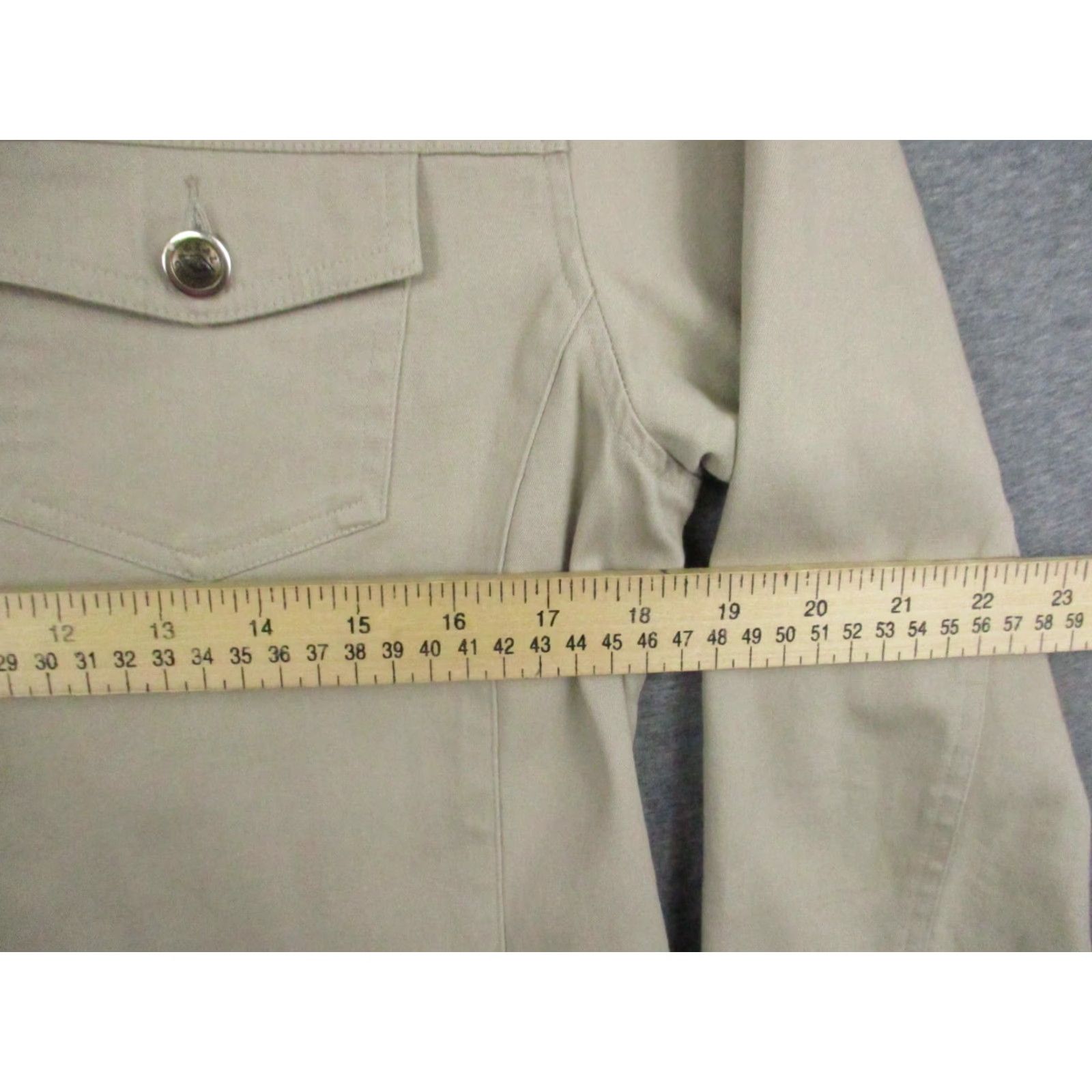 Vintage VINTAGE REAL Comfort Jacket Women 10 Khaki Stretch Long Sleeve Metal Button Leather Outer Shell Beige 10 Womens Jacket Size L / US 10 / IT 46 - 6 Thumbnail