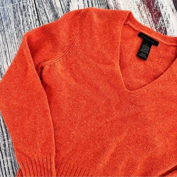 Other Vintage The Limited Wool Blend Orange V-Neck Ribbed Hem Swea Size S / US 4 / IT 40 - 3 Thumbnail