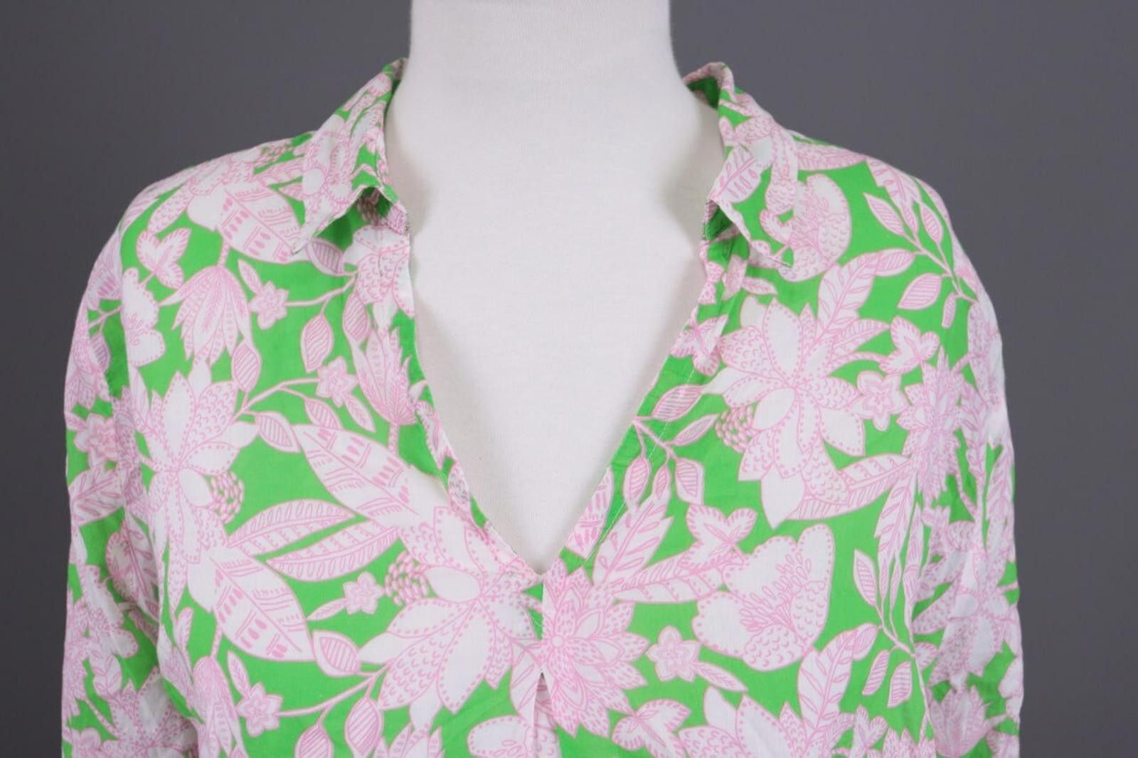 Designer Emily Van Den Bergh Green Floral V-Neck Blouse Shirt Size 42 Size M / US 6-8 / IT 42-44 - 4 Thumbnail