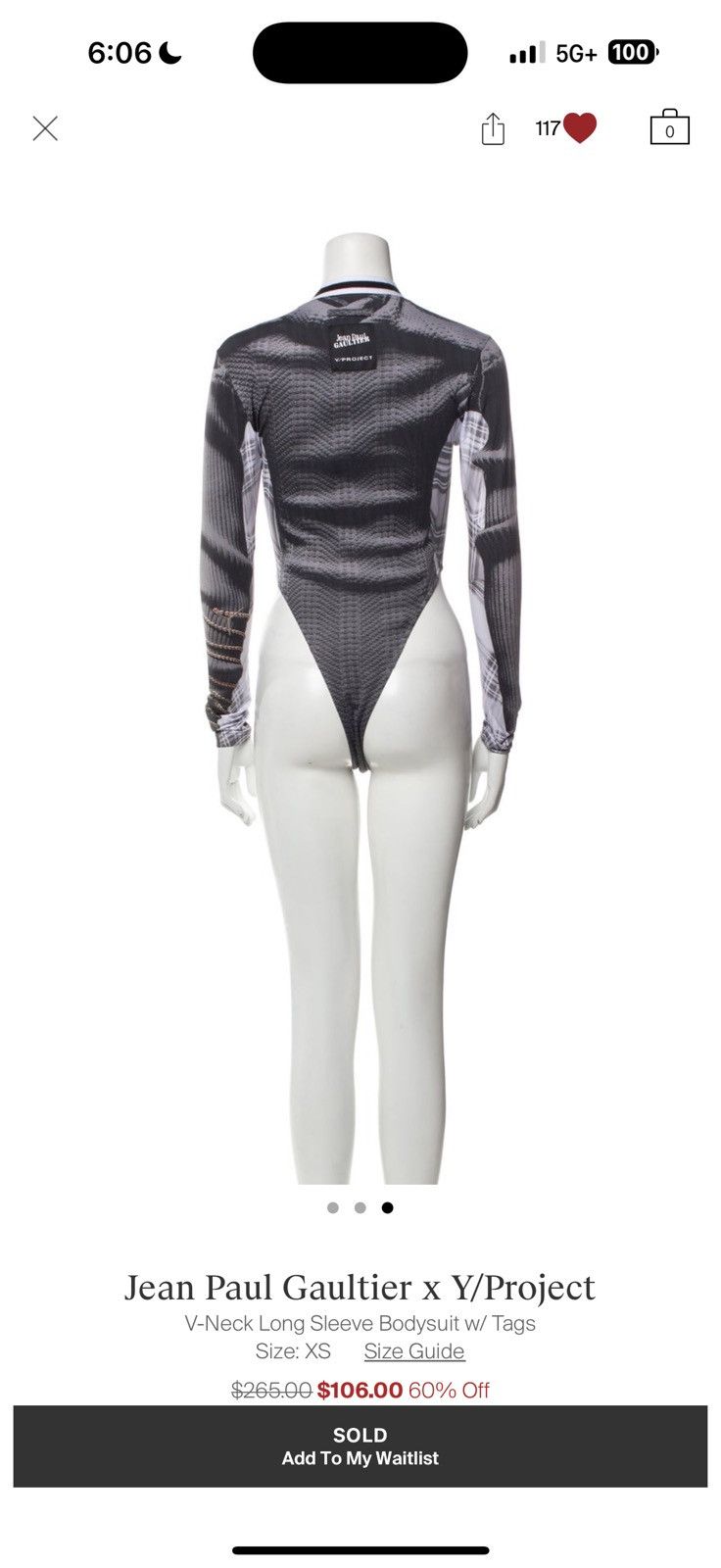 Jean Paul Gaultier × Y/Project JPG X Y Project body suit Size XS / US 0-2 / IT 36-38 - 1 Thumbnail