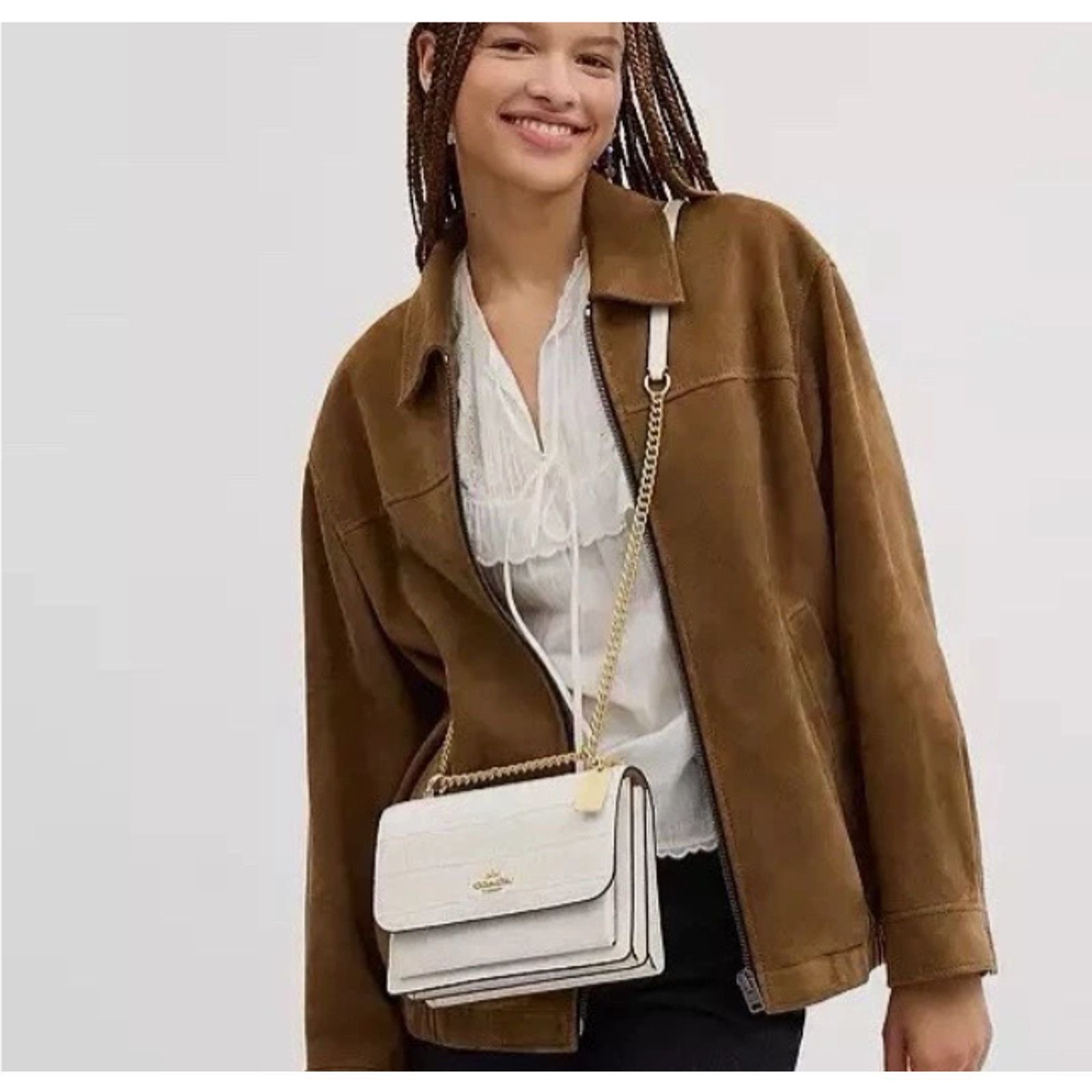 Coach Coach Klare Crossbody Crocodile-embossed Leather Gold/Chalk Size ONE SIZE - 7 Thumbnail
