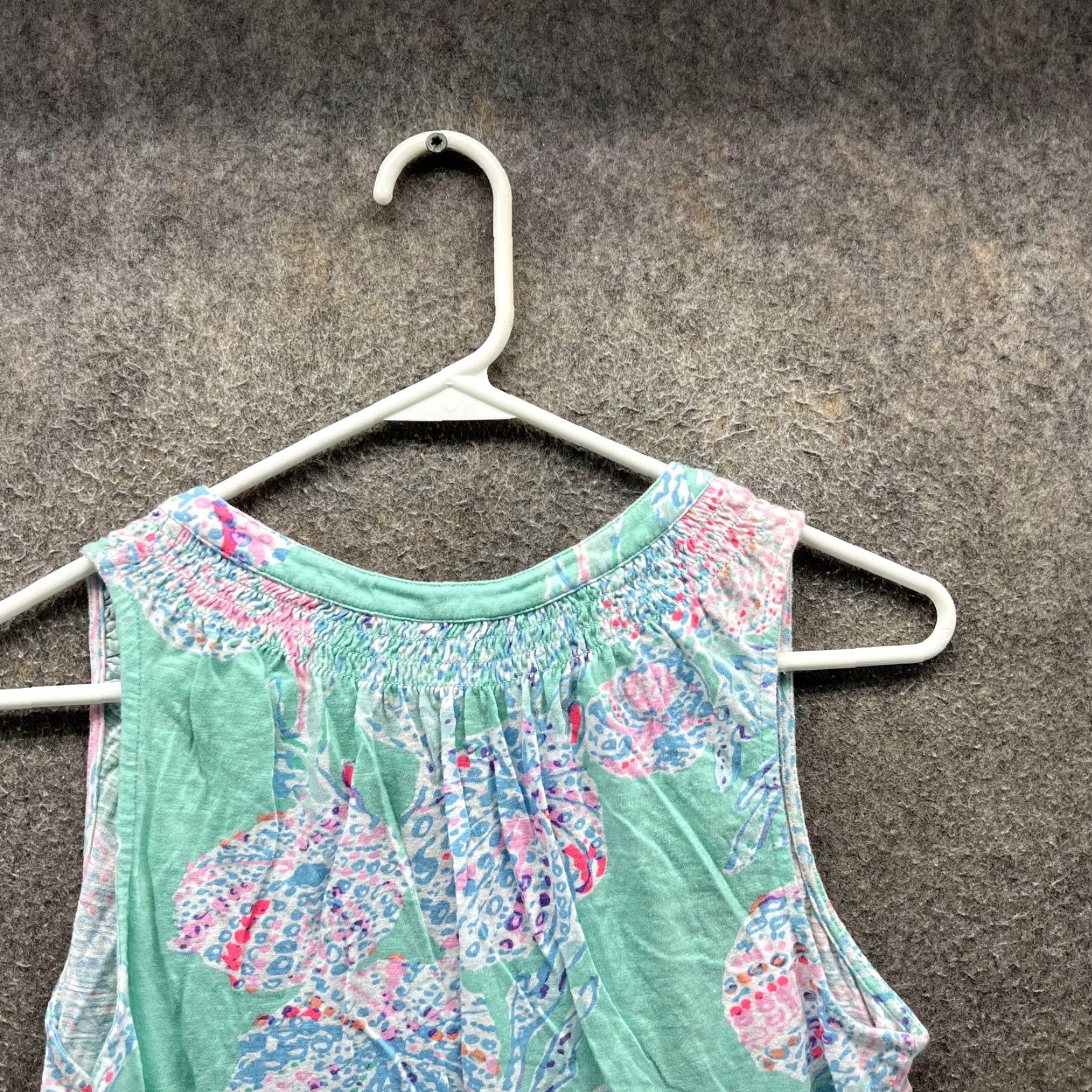 Lilly Pulitzer Lilly Pulitzer Tank Top Womens M Green Tropical Henley Sleeveless Cotton Size M / US 6-8 / IT 42-44 - 7 Thumbnail