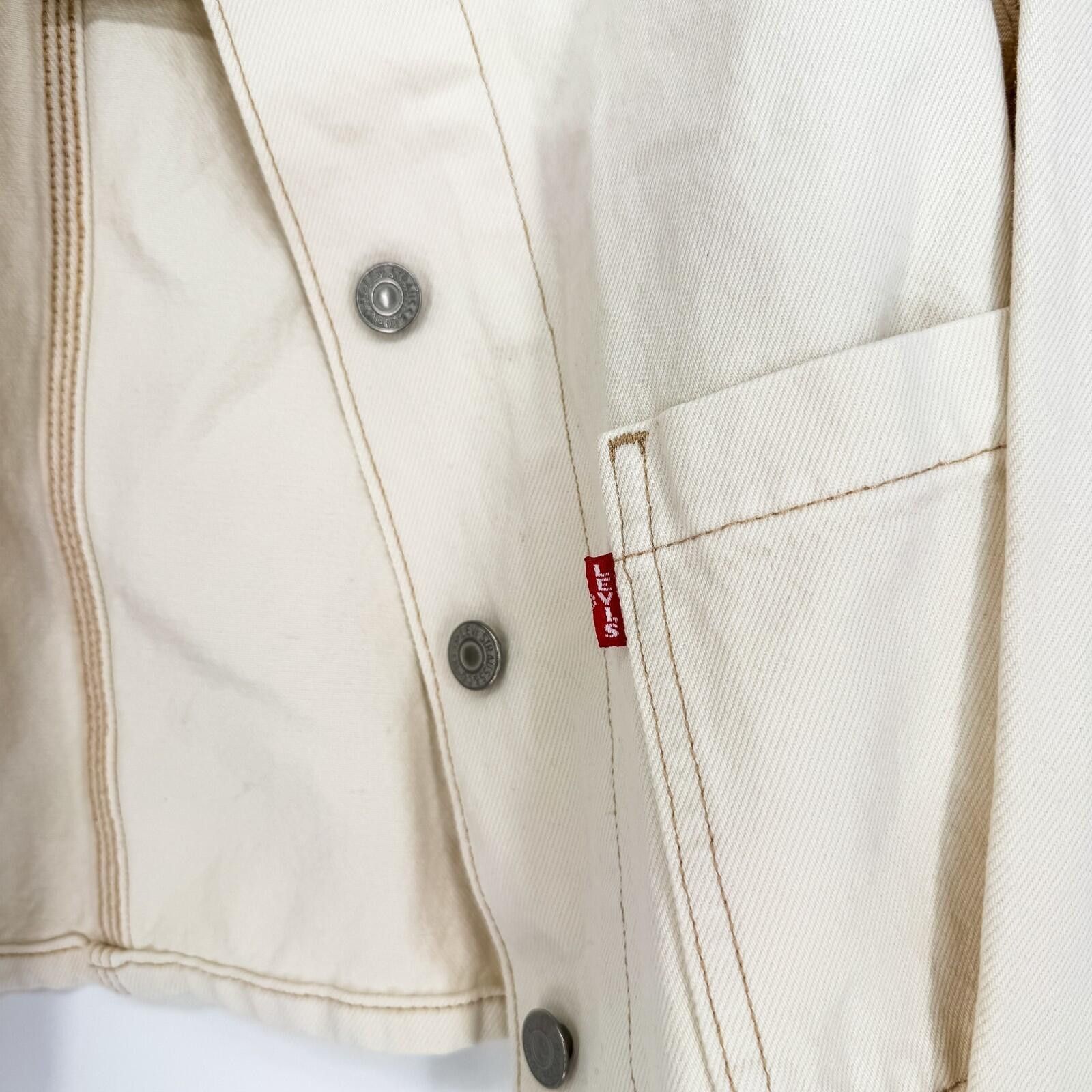 Levi's Levi’s Premium Chore Denim Jacket Cream Women’s Small NWT Size S / US 4 / IT 40 - 4 Thumbnail