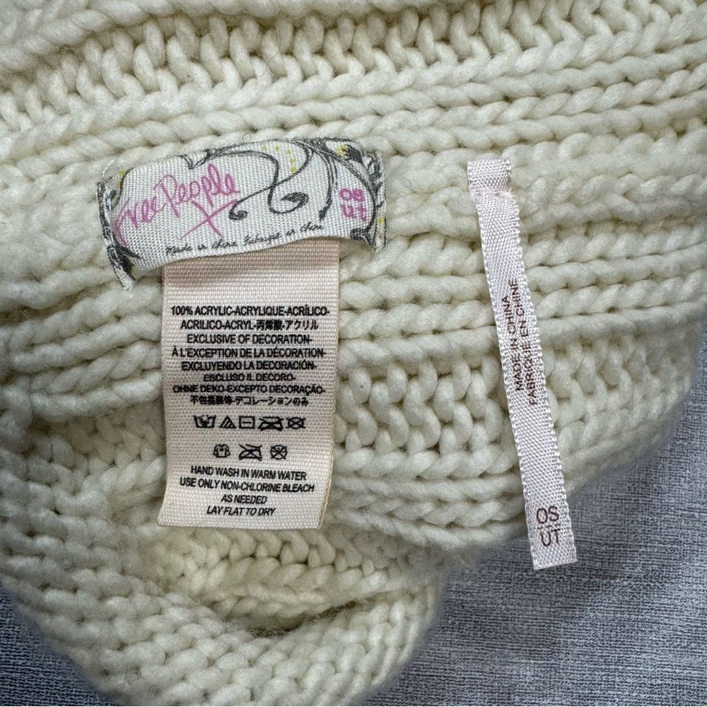 Free People Free People Rory Ribbed Slouchy Ivory Beanie Hat Size ONE SIZE - 5 Thumbnail