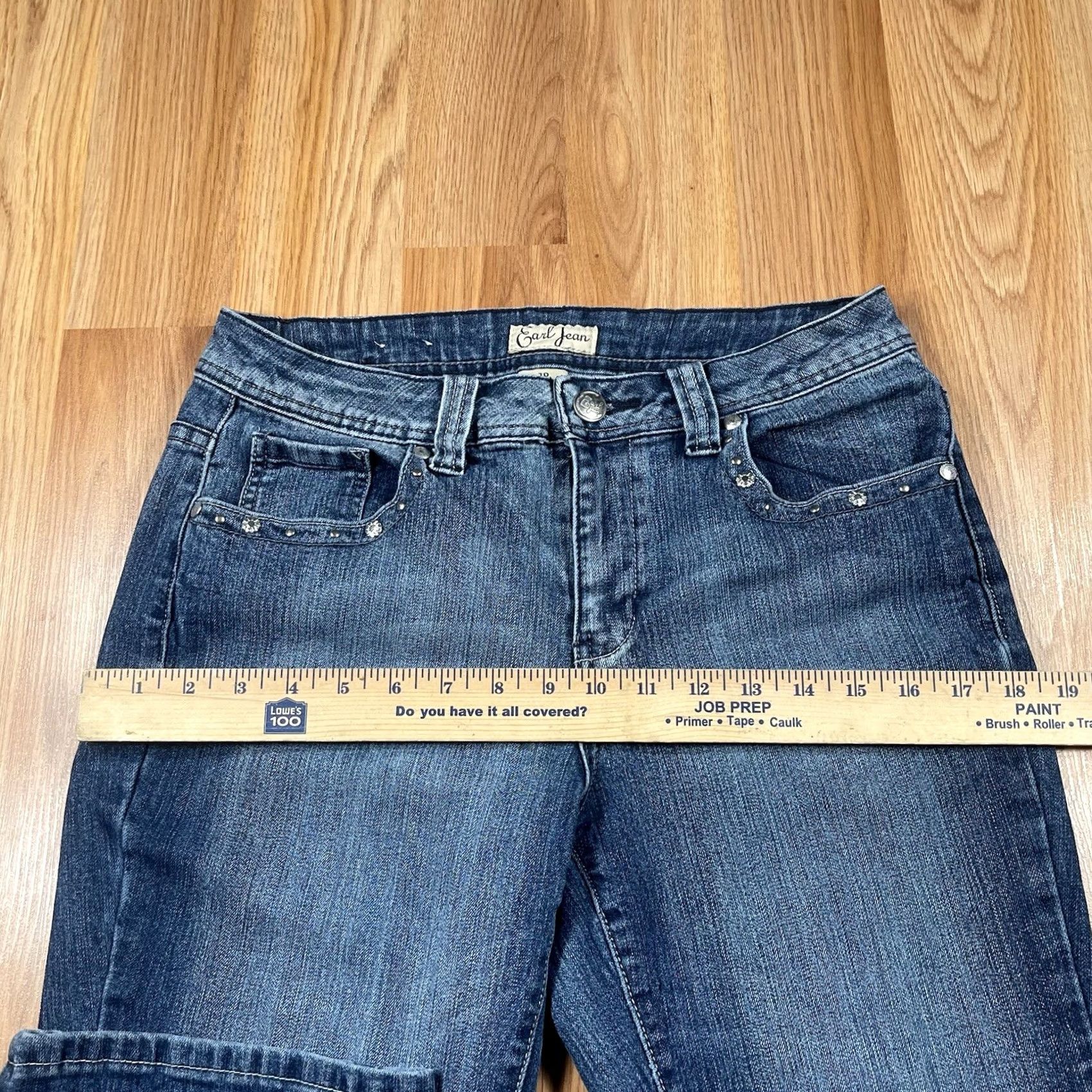 Vintage Earl Jean Jeans Womens 10 Blue Straight Leg Flat Front Stretch Denim Size Size 32" / US 10 / IT 46 - 6 Thumbnail