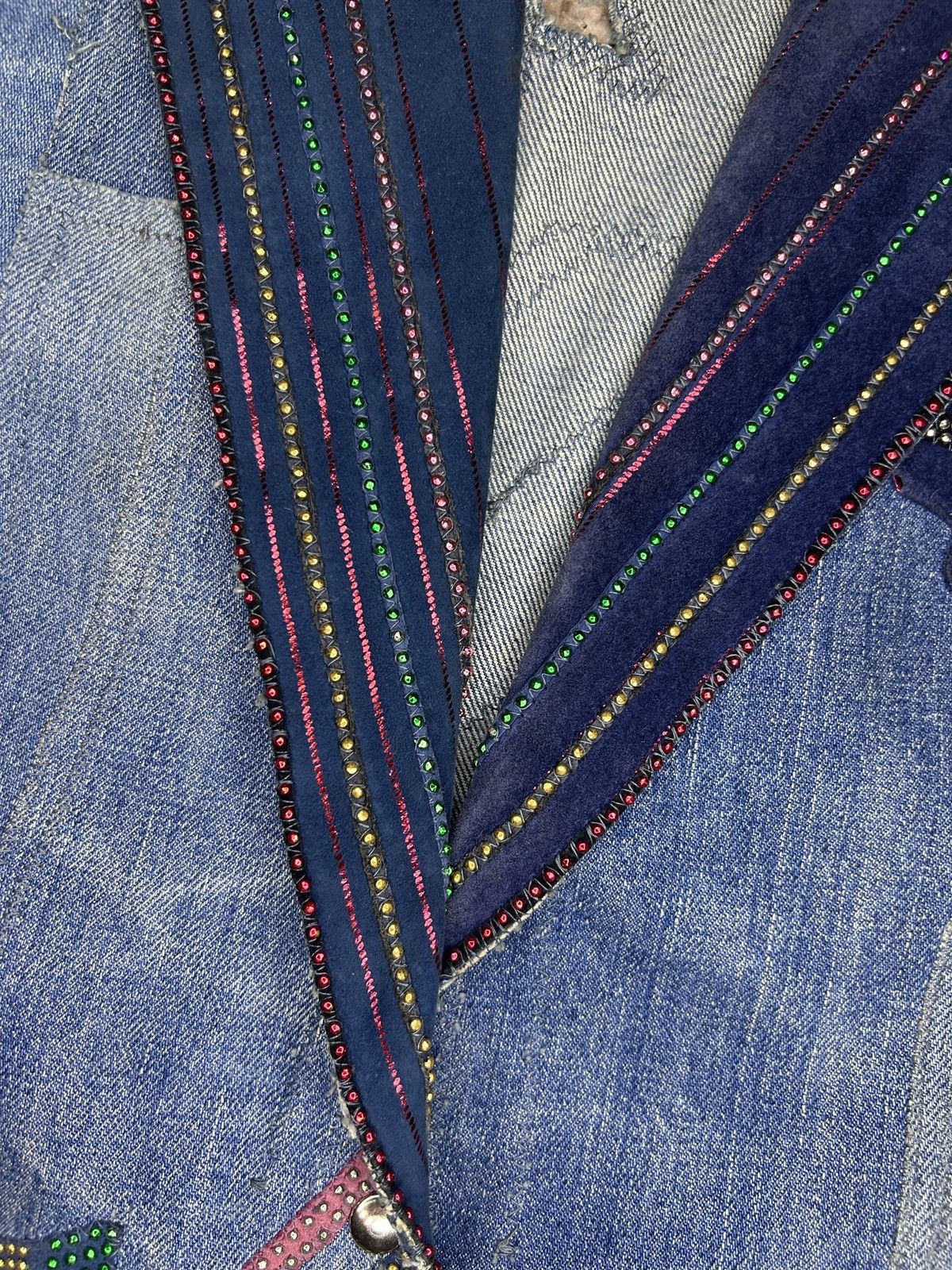 Roberto Cavalli 80s Patchwork Denim Blazer Size S / US 4 / IT 40 - 15 Thumbnail