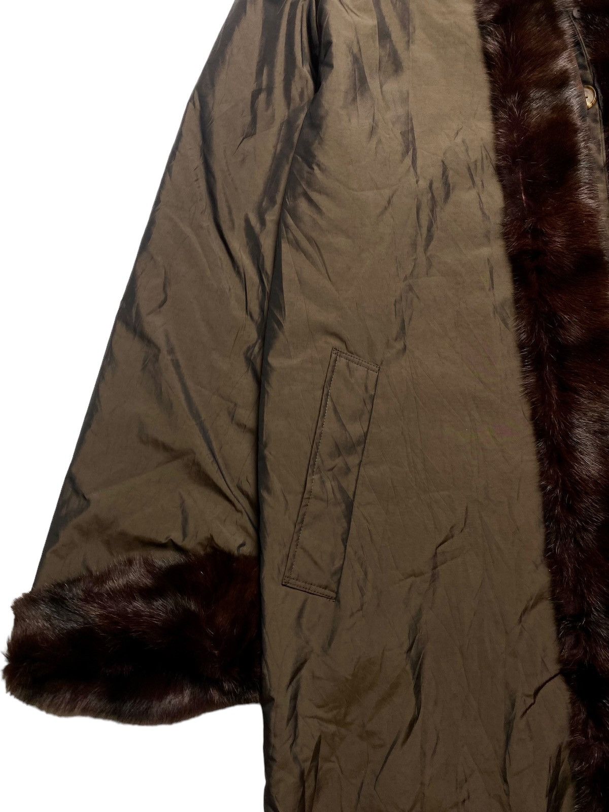 Designer 1990s Christian Aujard Paris Iridescent Trim Fur Long Coat Size US L / EU 52-54 / 3 - 4 Thumbnail