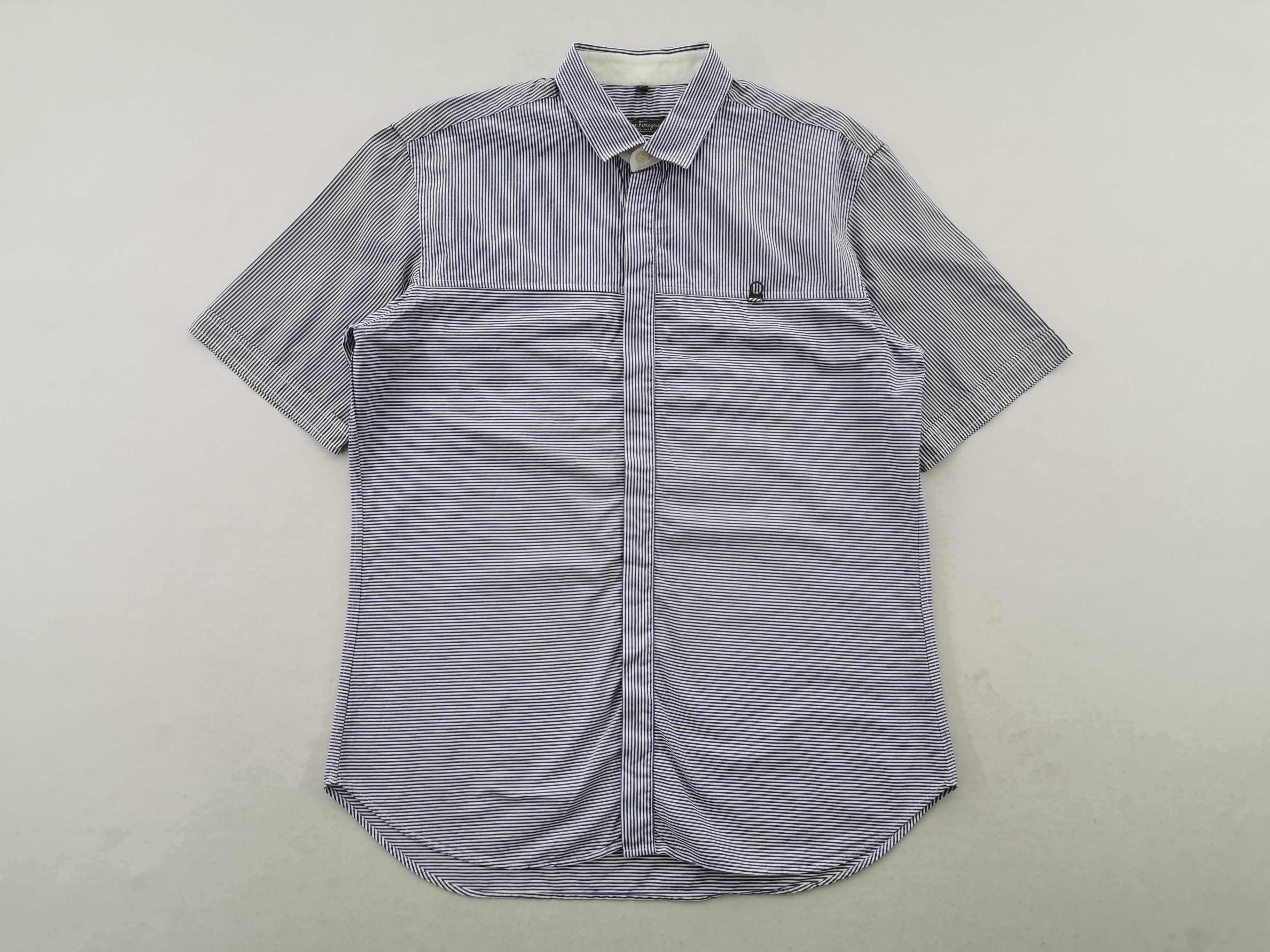 Salvatore Ferragamo Vintage 90's Salvatore Ferragamo Stripe Buttonups Size US L / EU 52-54 / 3 - 1 Thumbnail
