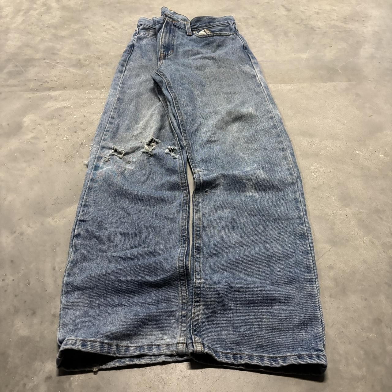 Japanese Brand × Vintage Crazy Vintage Y2K/2000s Grunge Medium Wash Distressed Essential Denim Jeans! Size US 31 - 3 Thumbnail