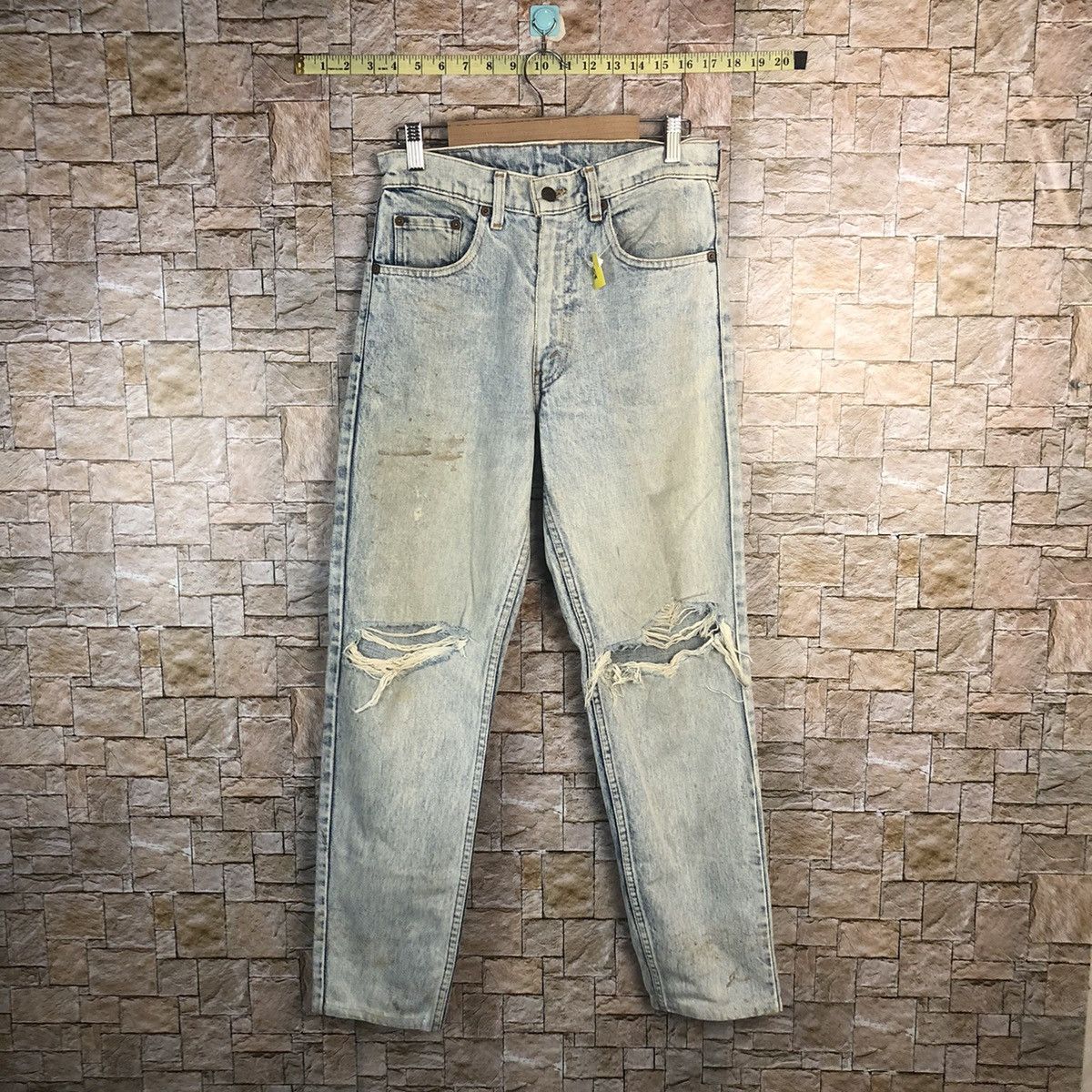 Japan vintage faded Blue Distressed Denim Pants #A58