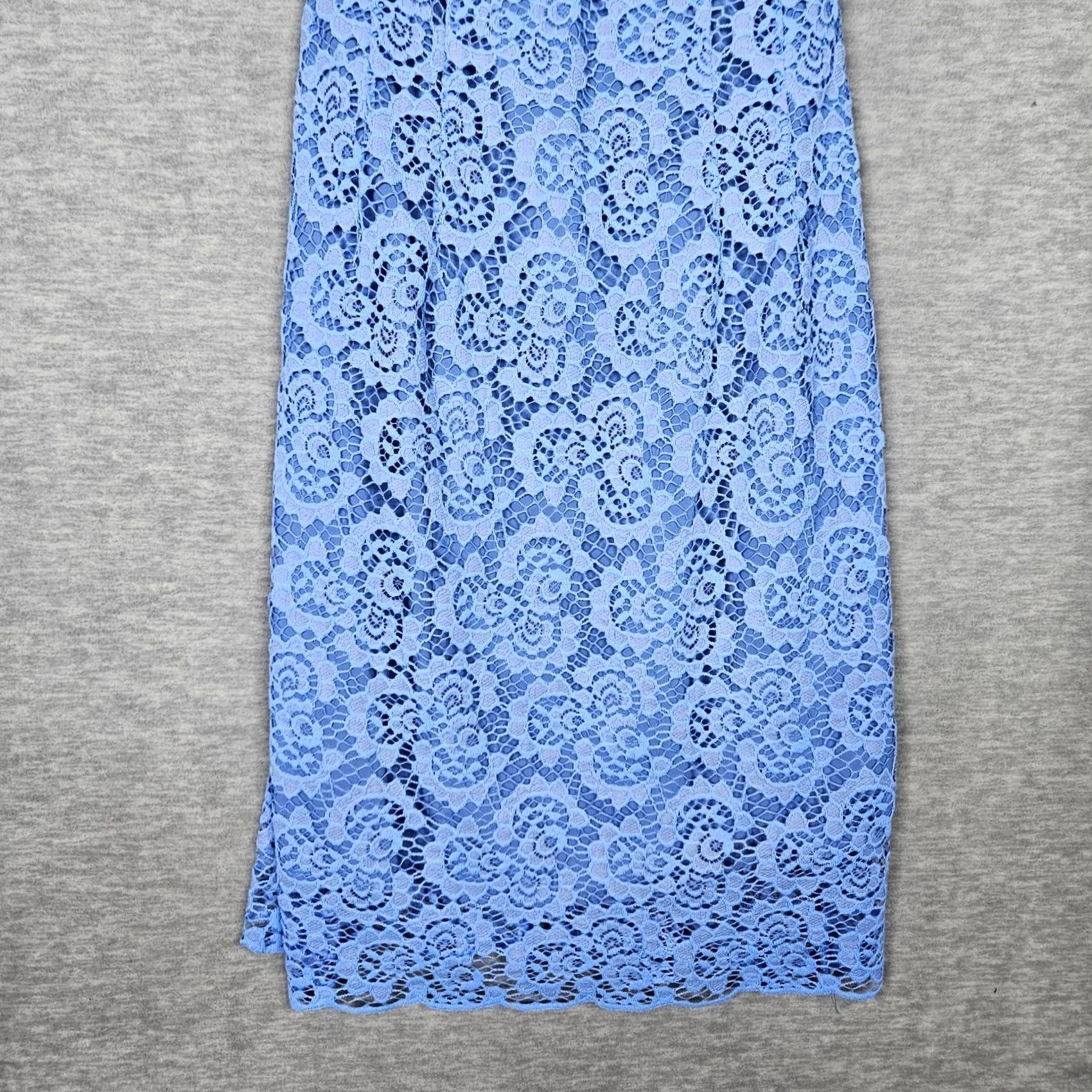 Nanette Lepore Nanette Lepore Blue Lace Sheath Tie Neck Women's Dress Size 2 Size XS / US 0-2 / IT 36-38 - 6 Thumbnail