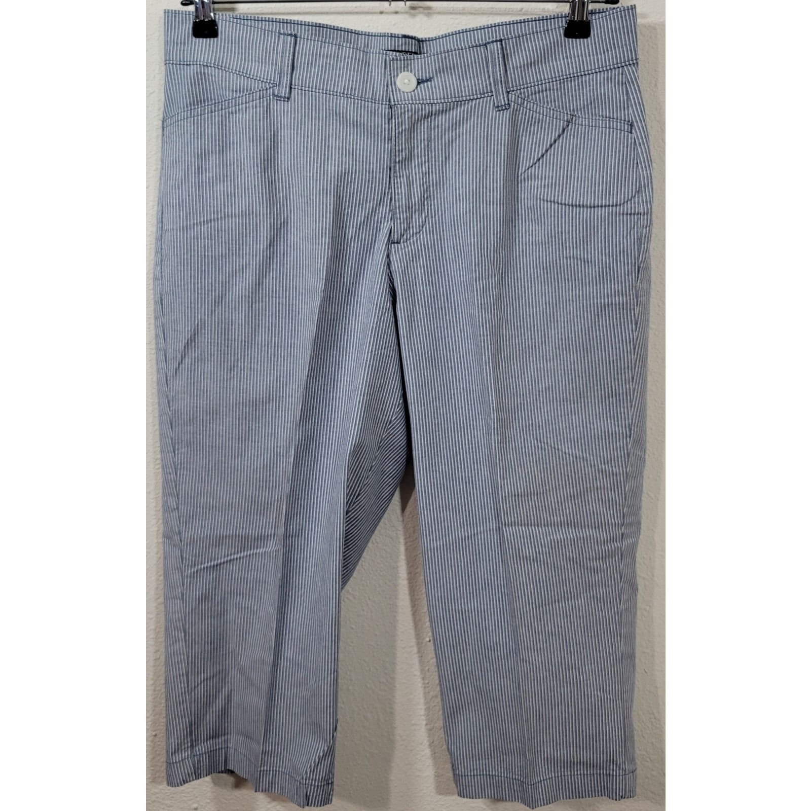 Other Riders By Lee Blue White Striped Cropped Pants 14M Size 36" / US 14 / IT 50 - 1 Thumbnail