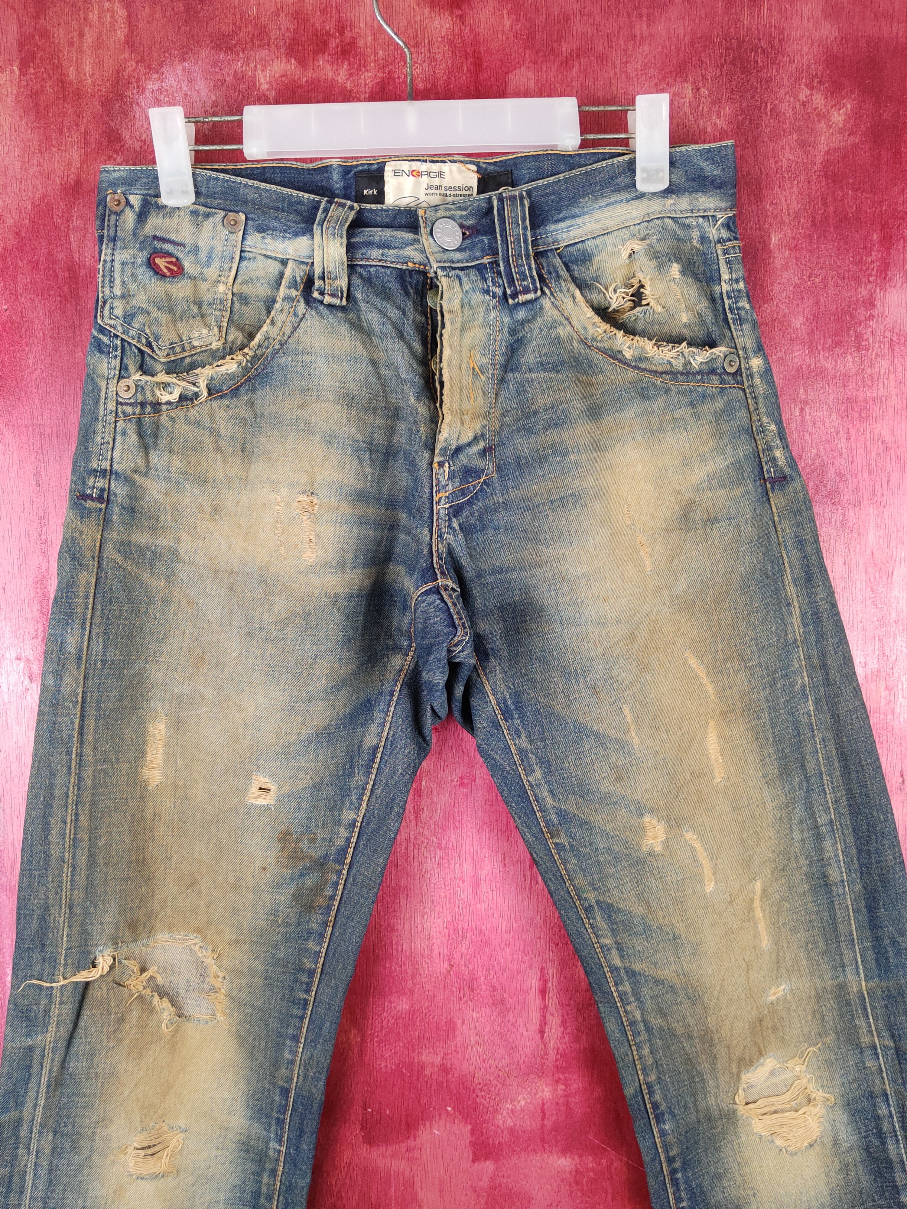 Energie D Energie Dark Blue Distressed faded jeans Denim #S1540 Size US 29 - 2 Thumbnail