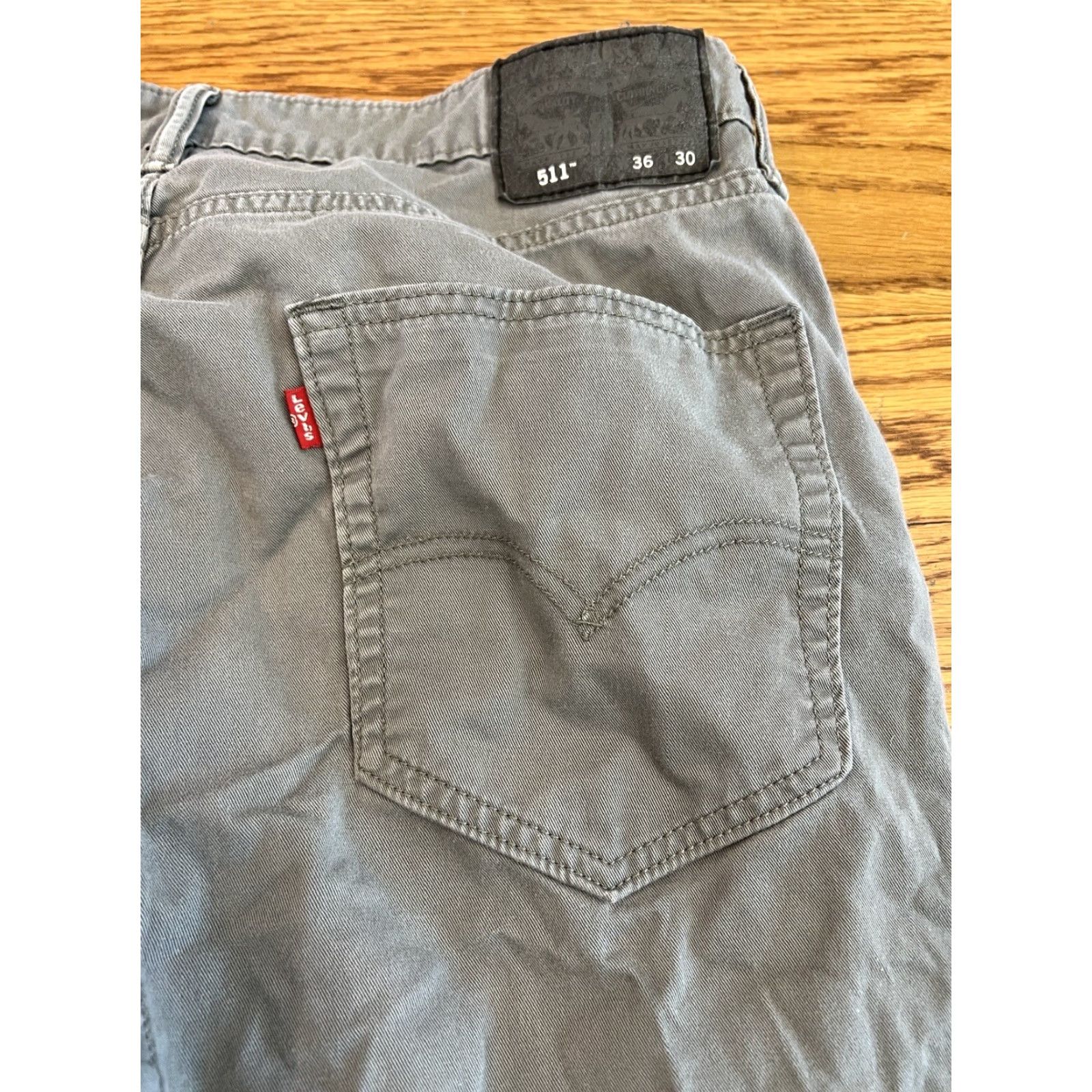Levi's Levi's 511 Jeans Mens 36x30 Gray Wash Slim Tapered Leg Stretch Denim 5-Pocket Zip Button Size US 36 / EU 52 - 5 Thumbnail
