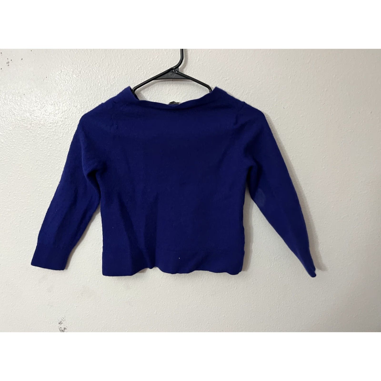 Talbots VINTAGE Talbots Women’s Petite Sweater Cardigan 3/4 Sleeve Round Neck Merino Wool Blue Size L / US 10 / IT 46 - 3 Thumbnail