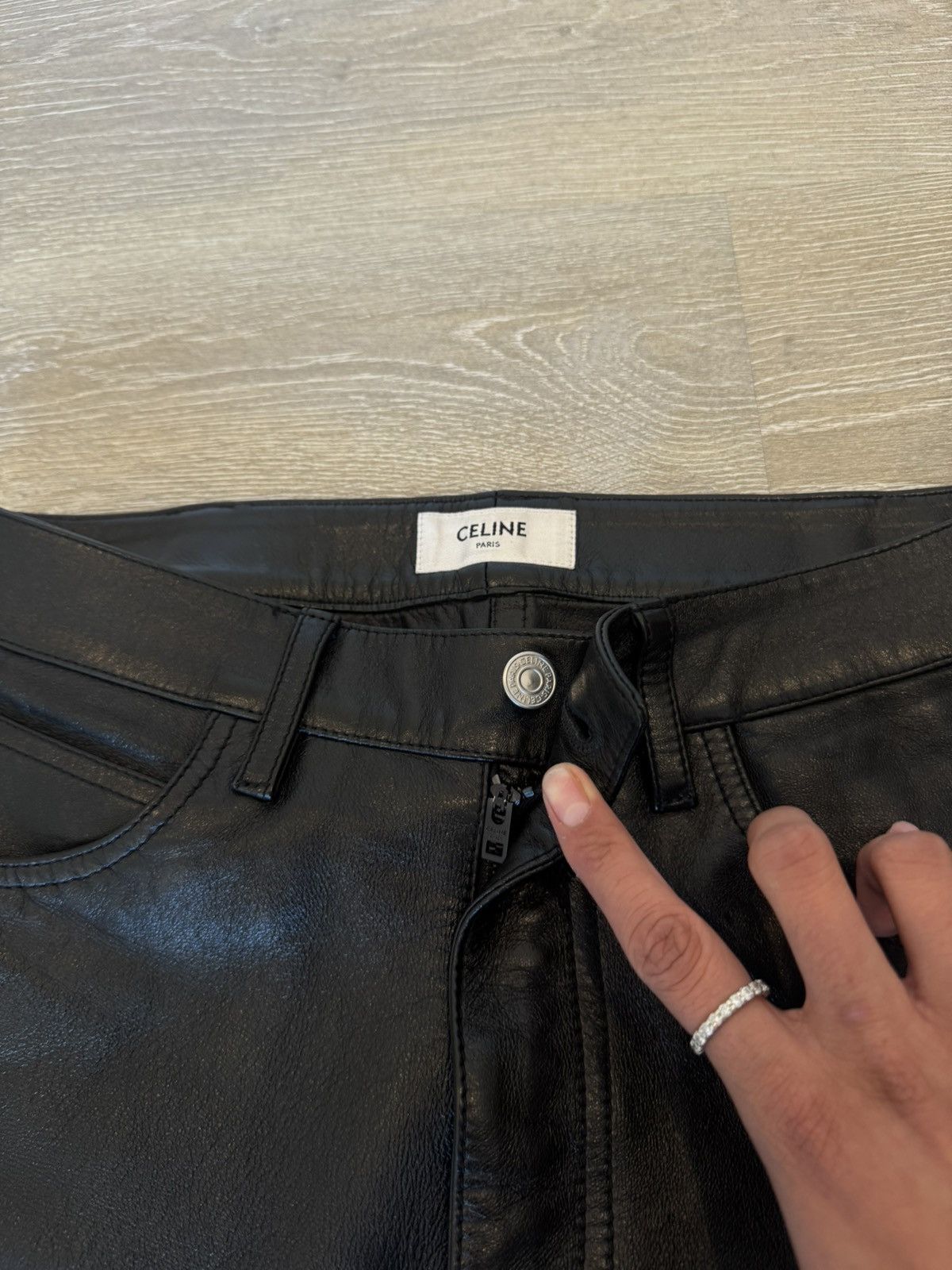 Celine Celine Black Lamb Leather Lou Straight Leg Pants Size US 29 - 14 Thumbnail