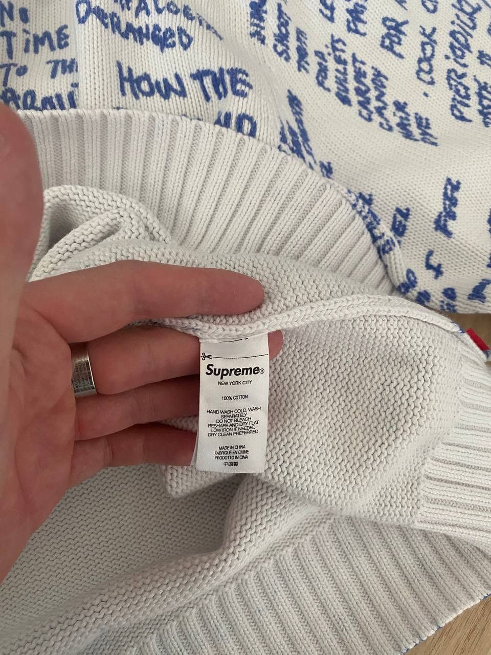 Supreme Supreme Sweater (white/blue) Size US L / EU 52-54 / 3 - 3 Thumbnail