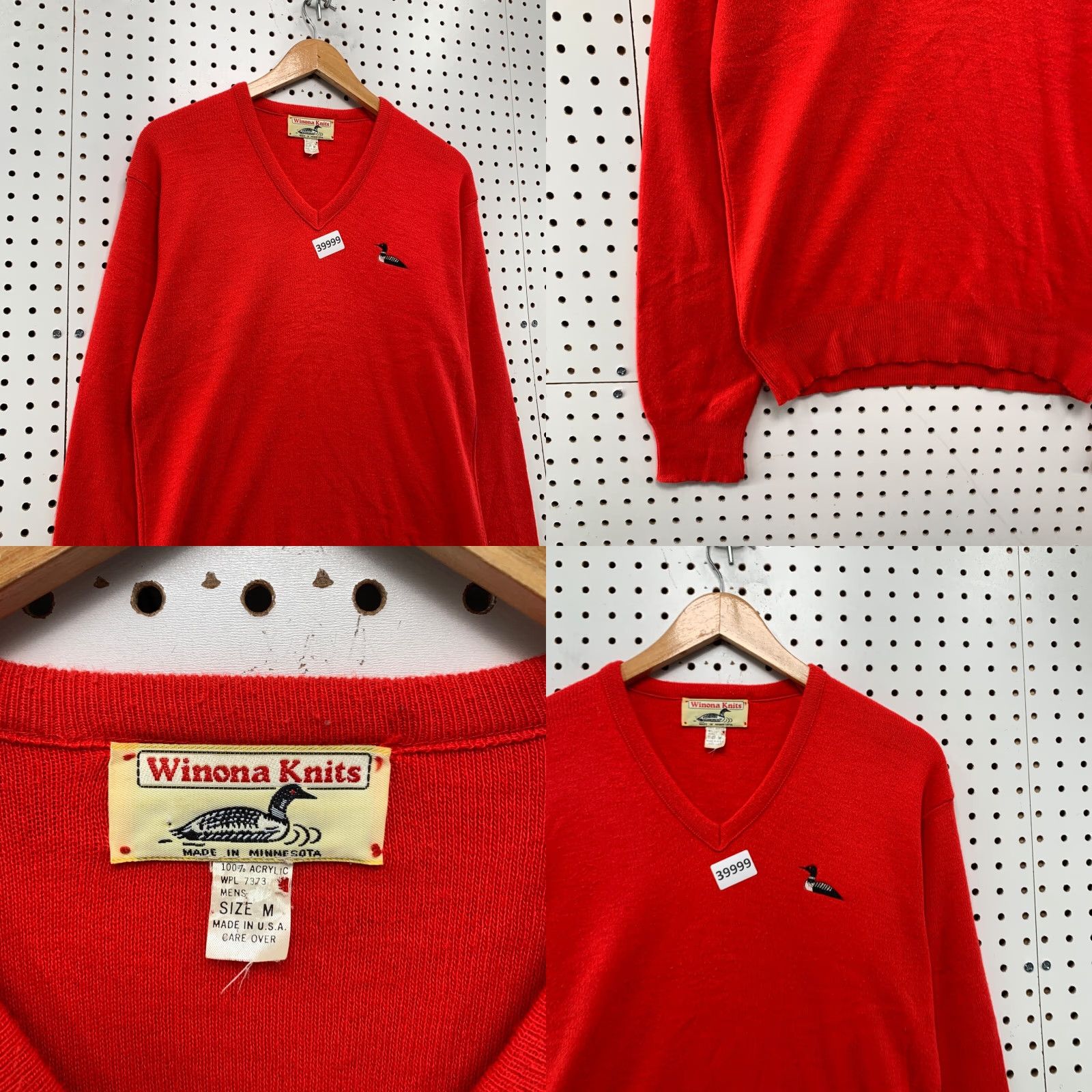 Vintage VINTAGE Winona Knits Sweater Mens Medium Red V Neck Duck Logo Casual Preppy Size US M / EU 48-50 / 2 - 8 Thumbnail