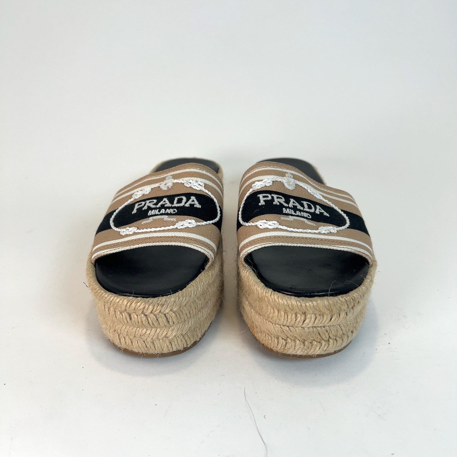 Prada Prada Logo Logo Espardille Platform Sandals Size US 4 / IT 34 - 2 Thumbnail