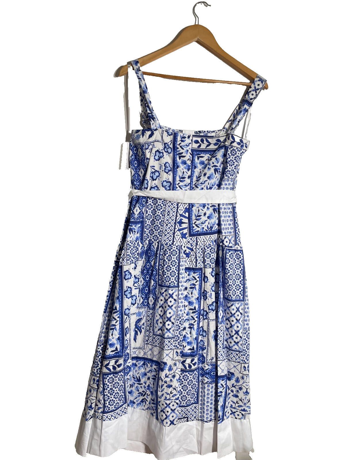 Other Kate Lily Blue White Tile Print Midi Sundress Size L BNWT Size L / US 10 / IT 46 - 5 Thumbnail