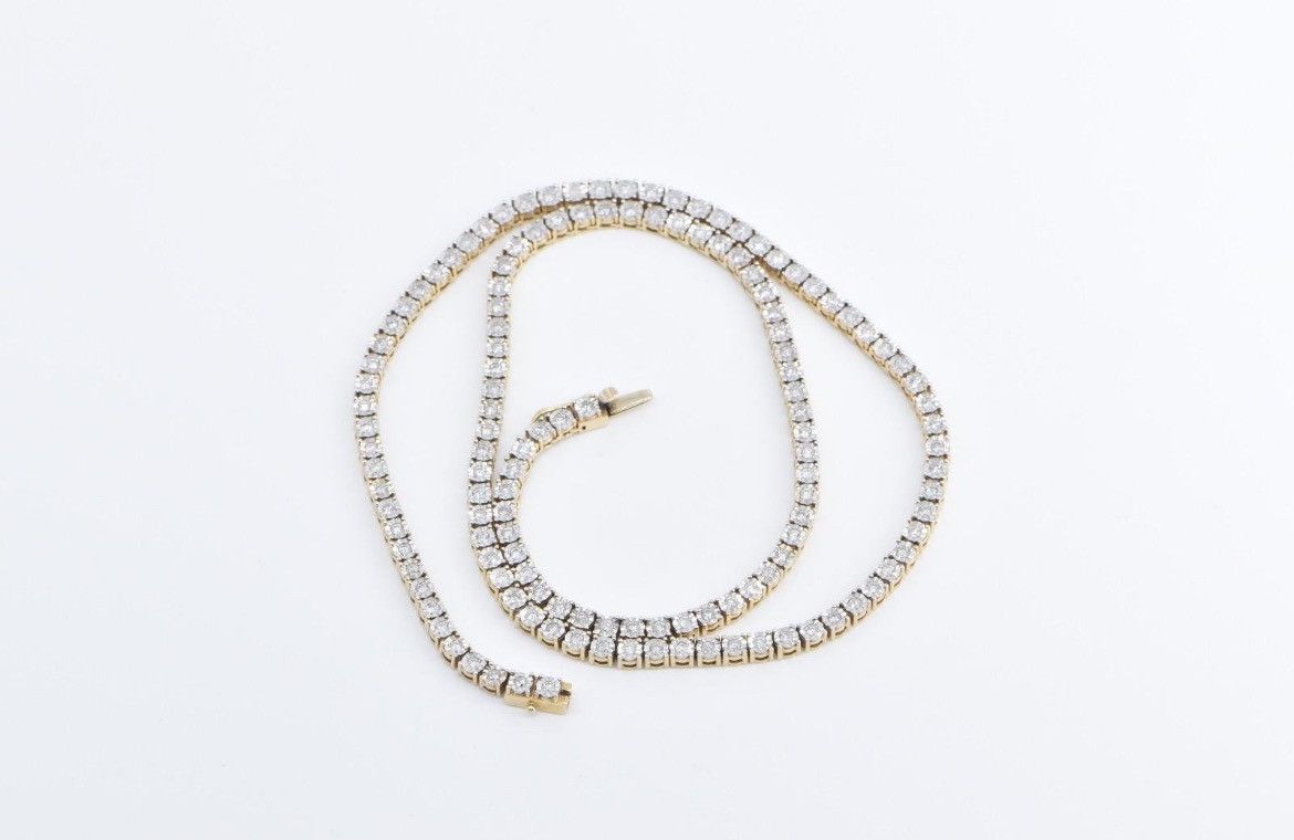 Other 10K Yellow Gold 4 Ctw Diamond Vintage Tennis Necklace 20” Size ONE SIZE - 1 Thumbnail