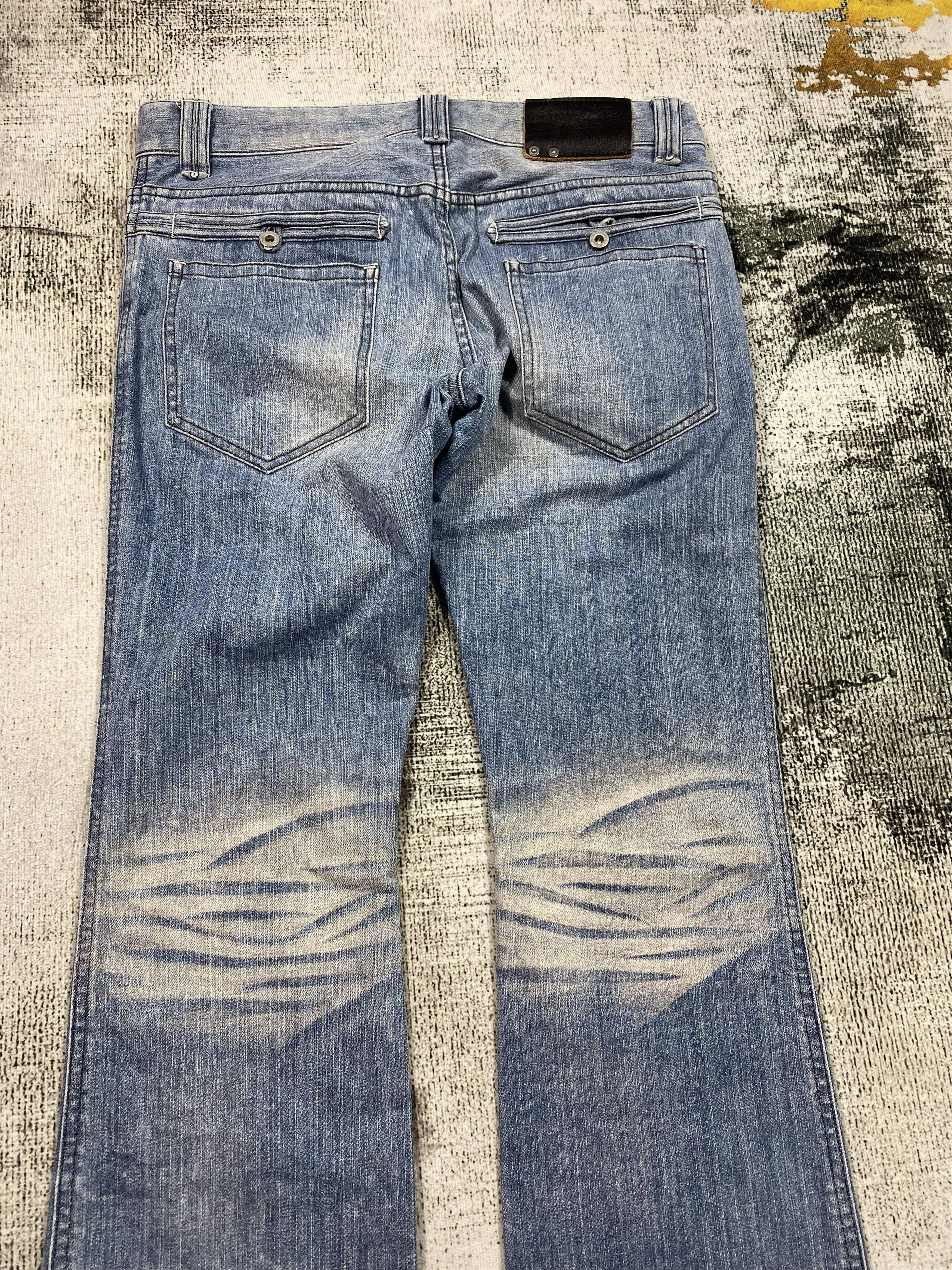 Japanese Brand SICKS💥Japanese High Street Slim Bootcut Blue Fade Whiskers Size US 32 / EU 48 - 8 Thumbnail