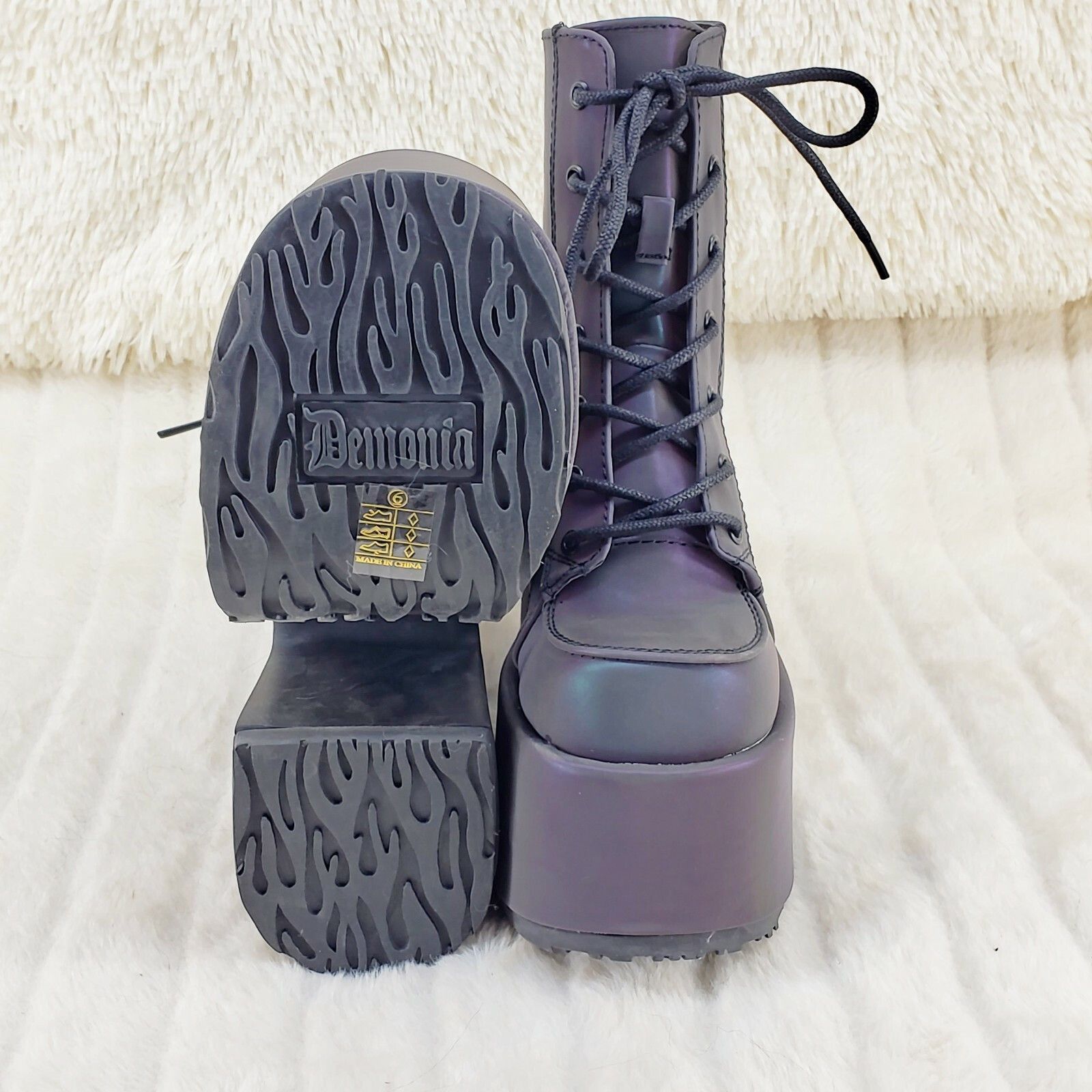 Demonia Cult DEMONIA Camel 203 Purple Green Reflective Platform Goth Punk Size US 12 / IT 42 - 5 Thumbnail