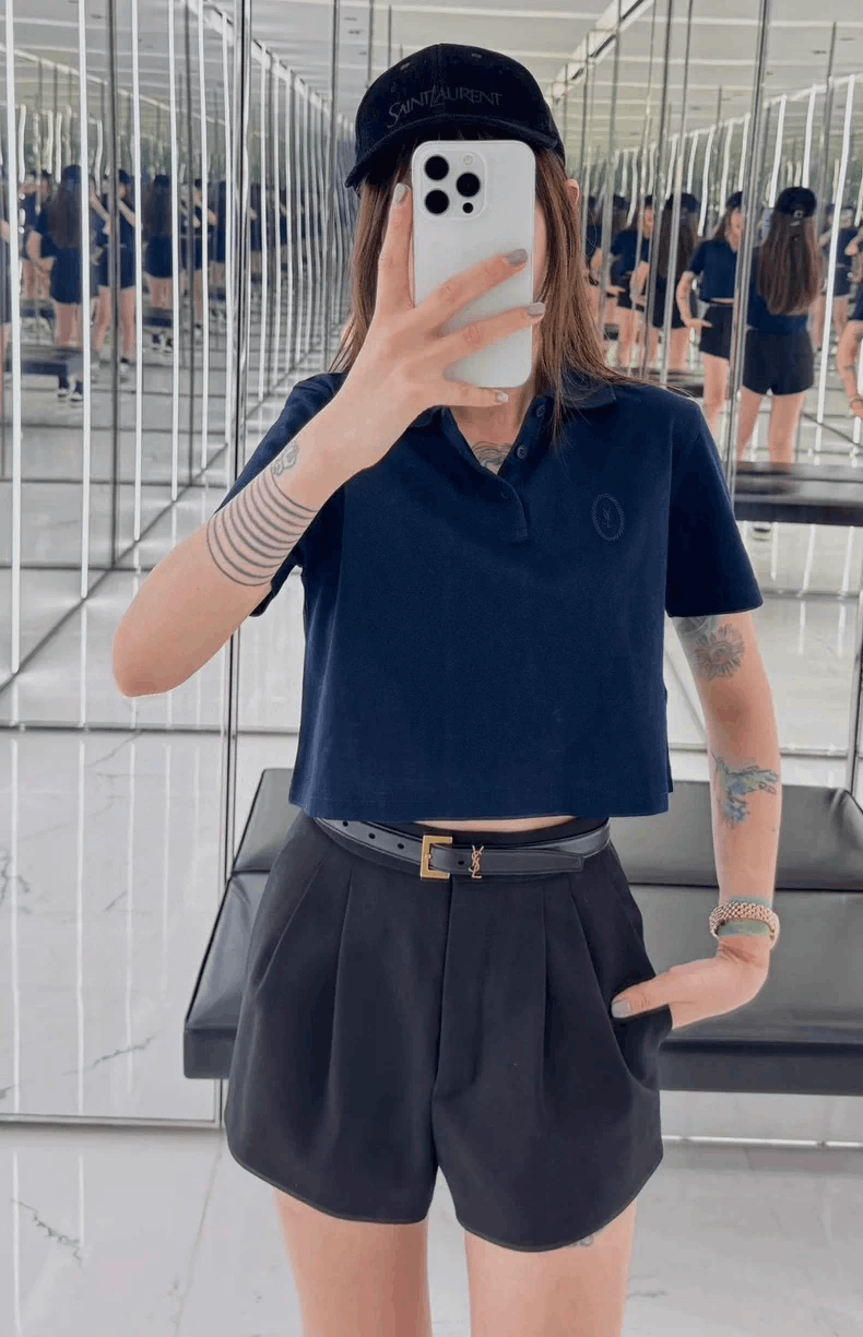 Saint Laurent Paris Saint Laurent Paris Cropped Polo Shirt Size L / US 10 / IT 46 - 7 Thumbnail