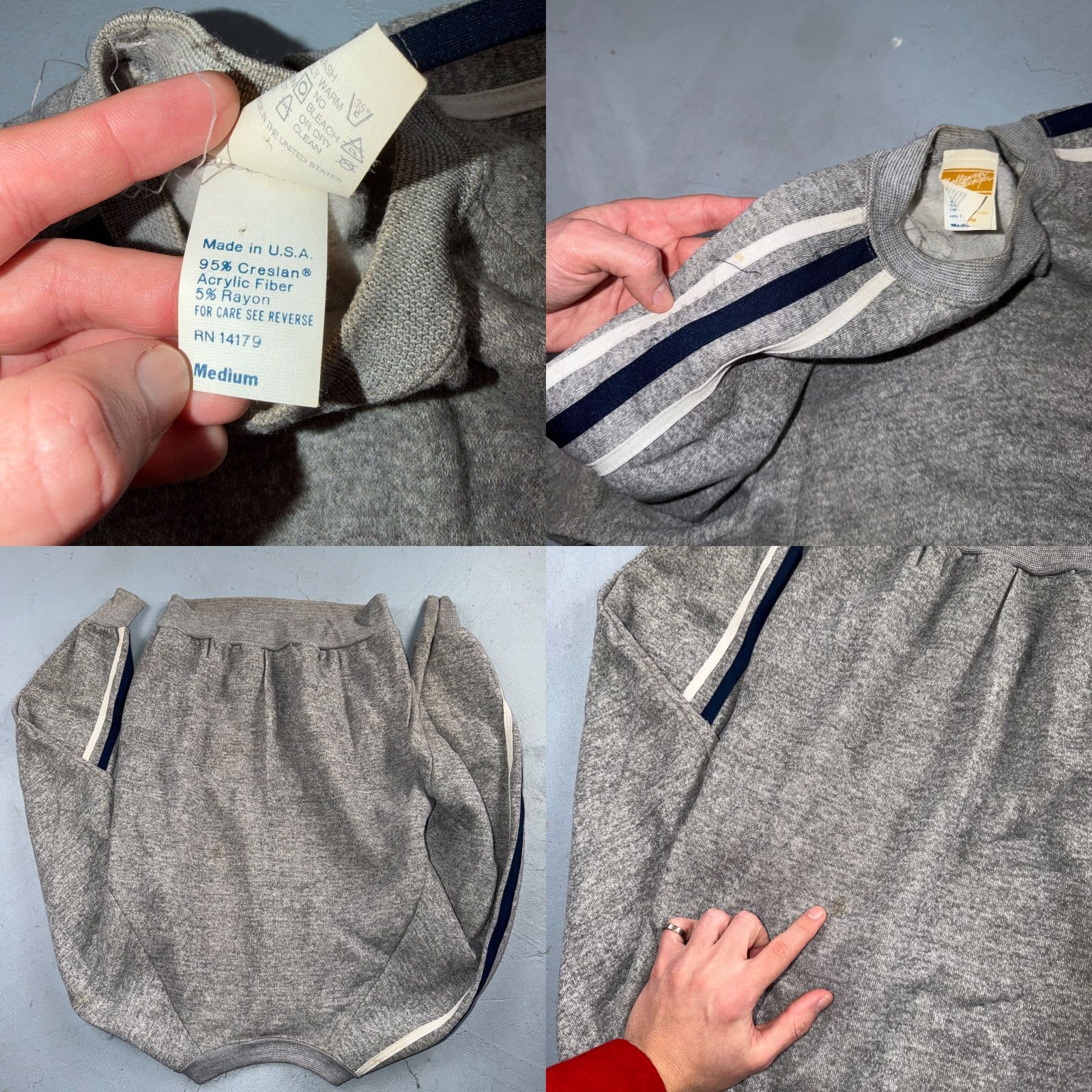 Vintage VINTAGE 1980s Challenge Sweatshirt Crewneck Gray Raglan Medium Men 90s Graphic Print All Seasons Striped Jumper Size US M / EU 48-50 / 2 - 8 Thumbnail